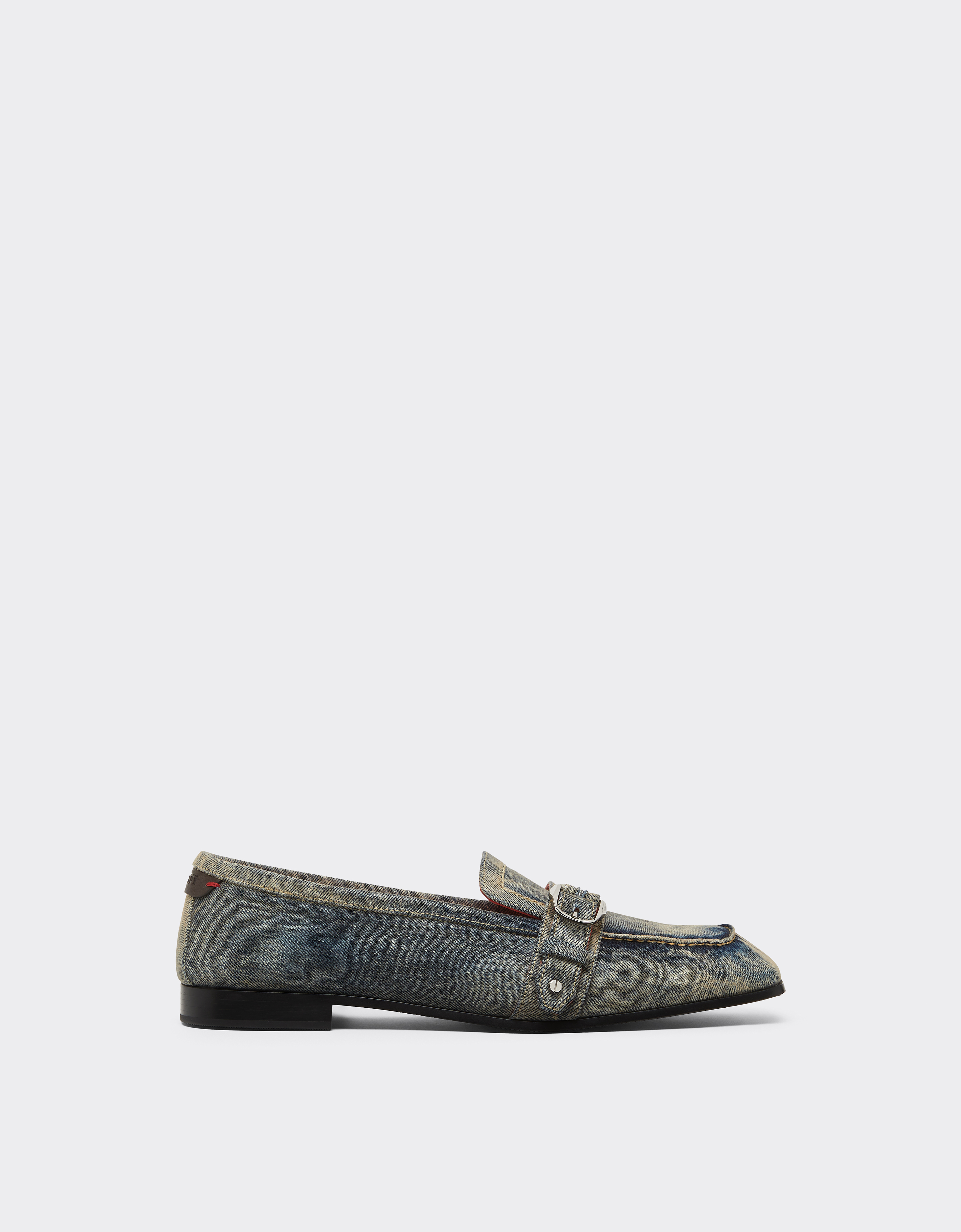 Ferrari Men's Blu Denim Acid-Washed Denim Loafer - Shoes & Boots 43