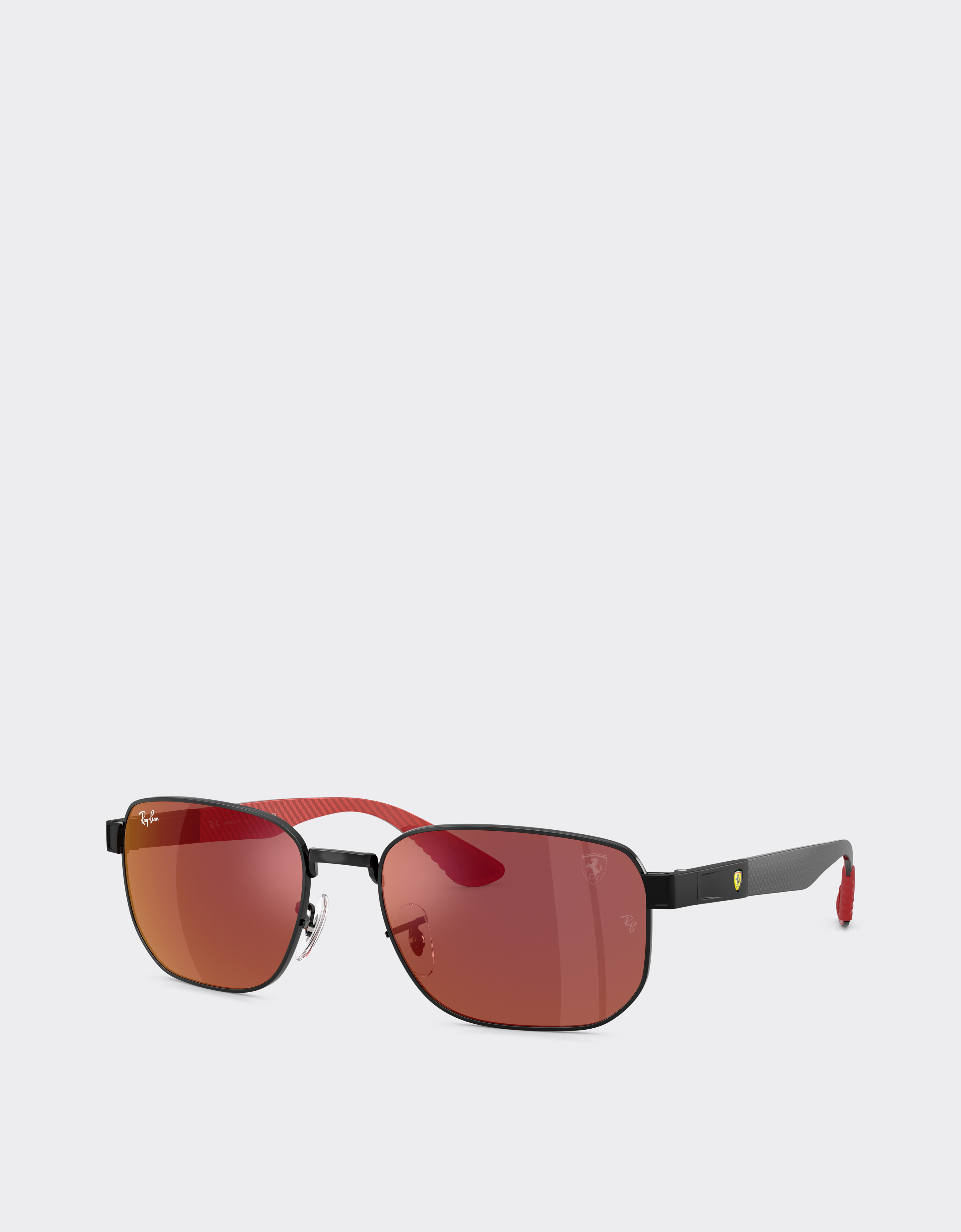 Ferrari Ray-ban For Scuderia  Rb8329m In Black Metal With Dark Red Mirrored Brown Lenses
