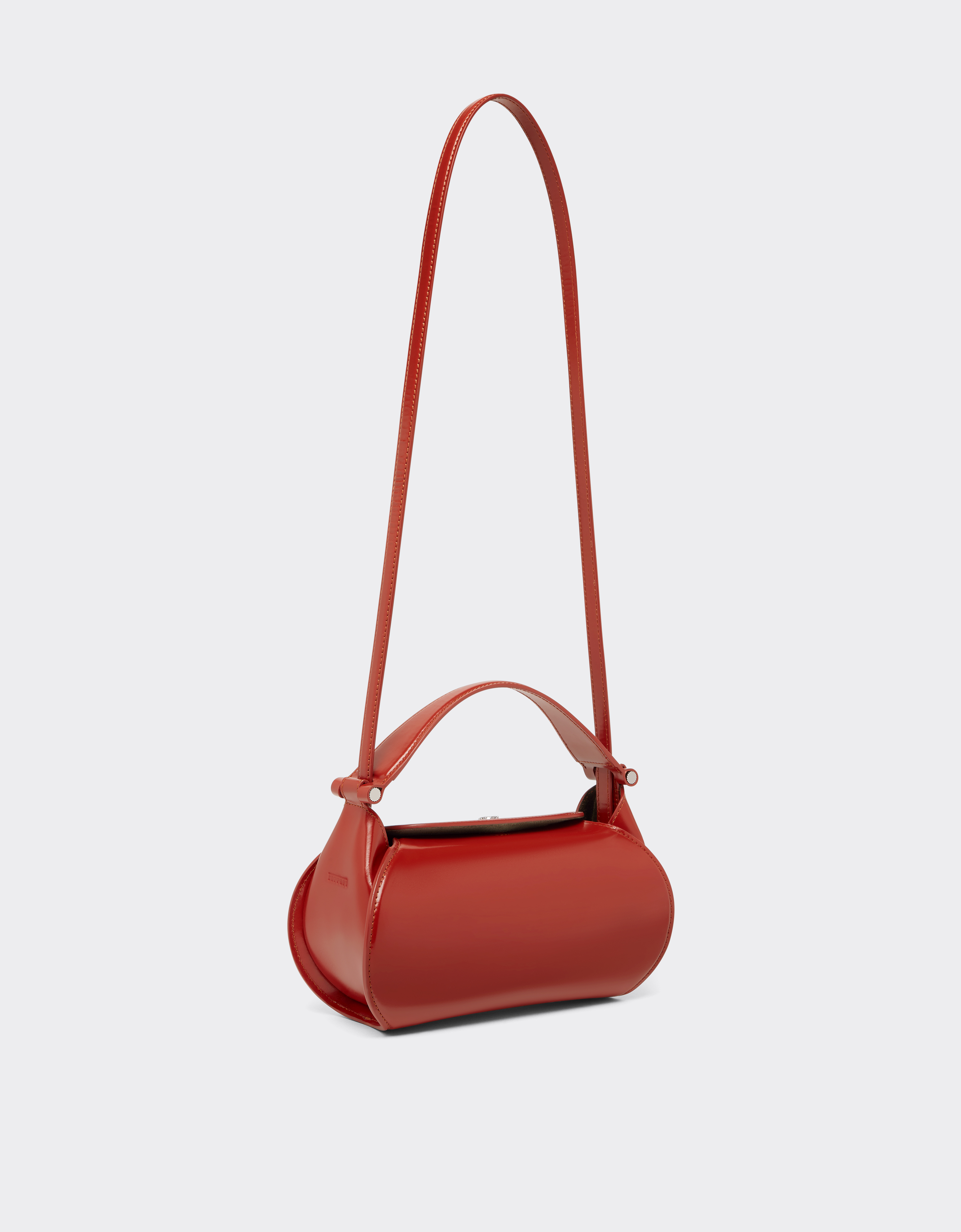 Ferrari Dino Bag With Shoulder Strap In Shiny Leather In Maison Red