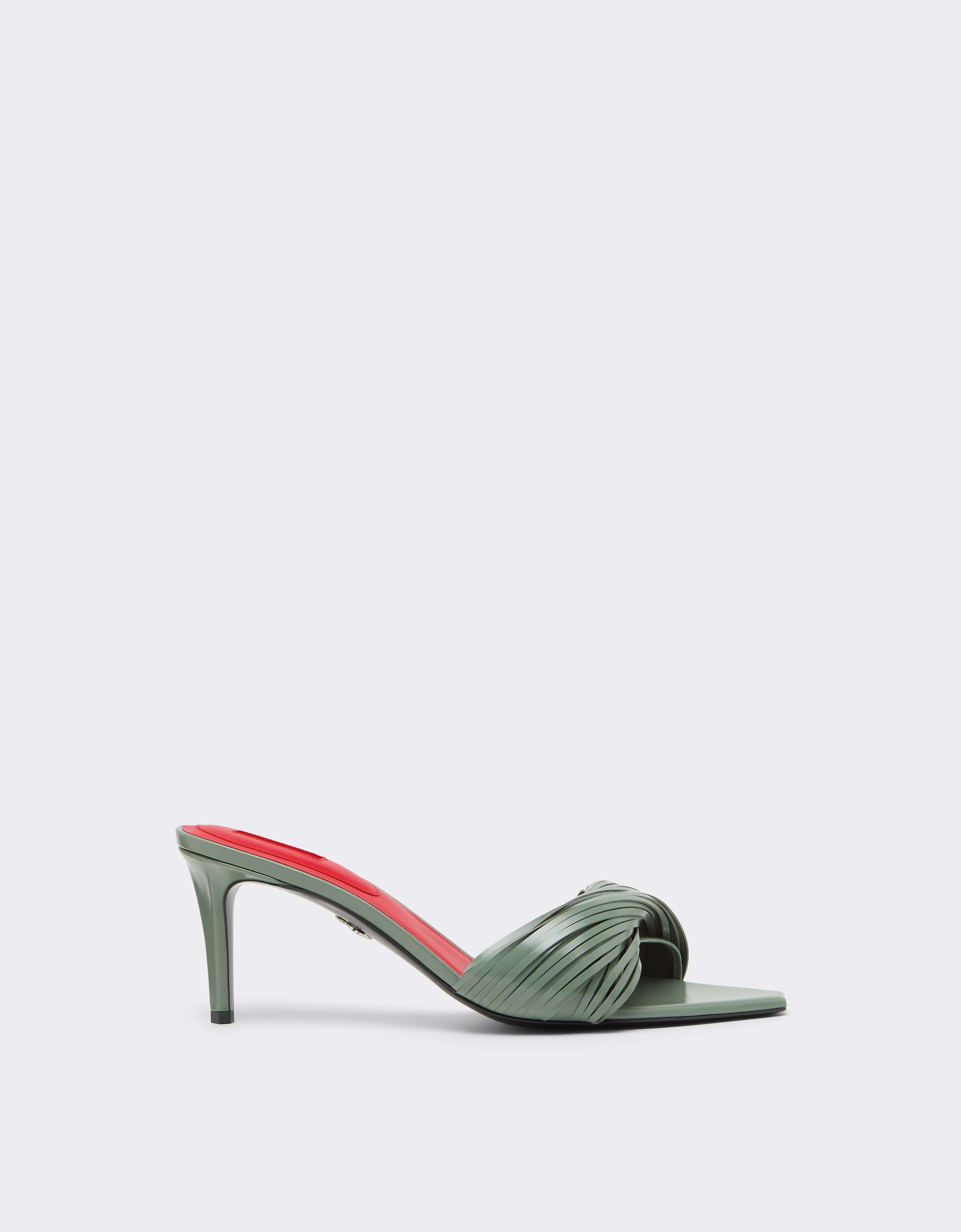 Ferrari Leather Mules With Carved Fringes In Green