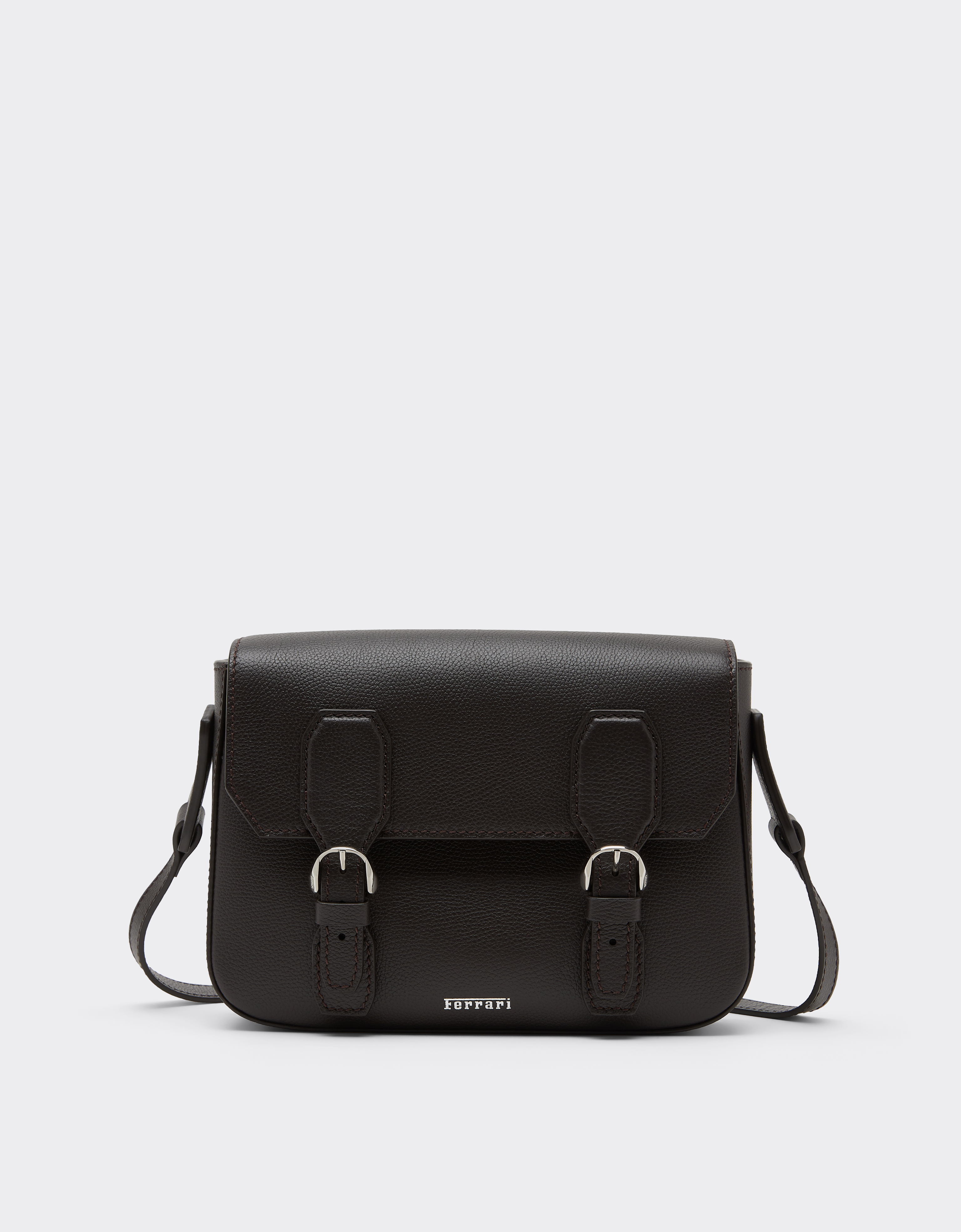 Ferrari Men's Marrone Scuro Messenger Bag In Grenade Leather - Travel & Luggage Os