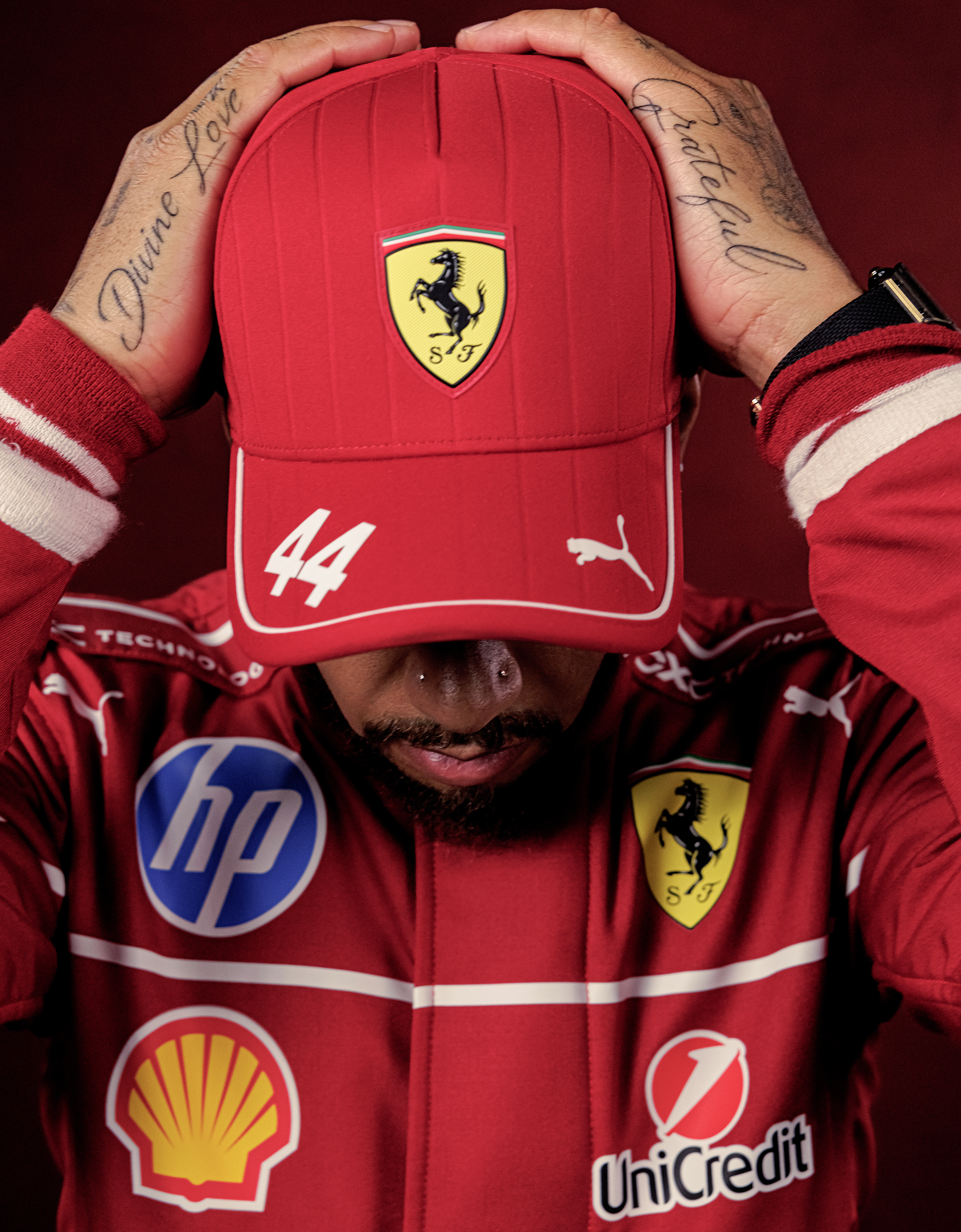 Ferrari Puma For Scuderia  Hp 2025 Hamilton Baseball Cap In Cherry
