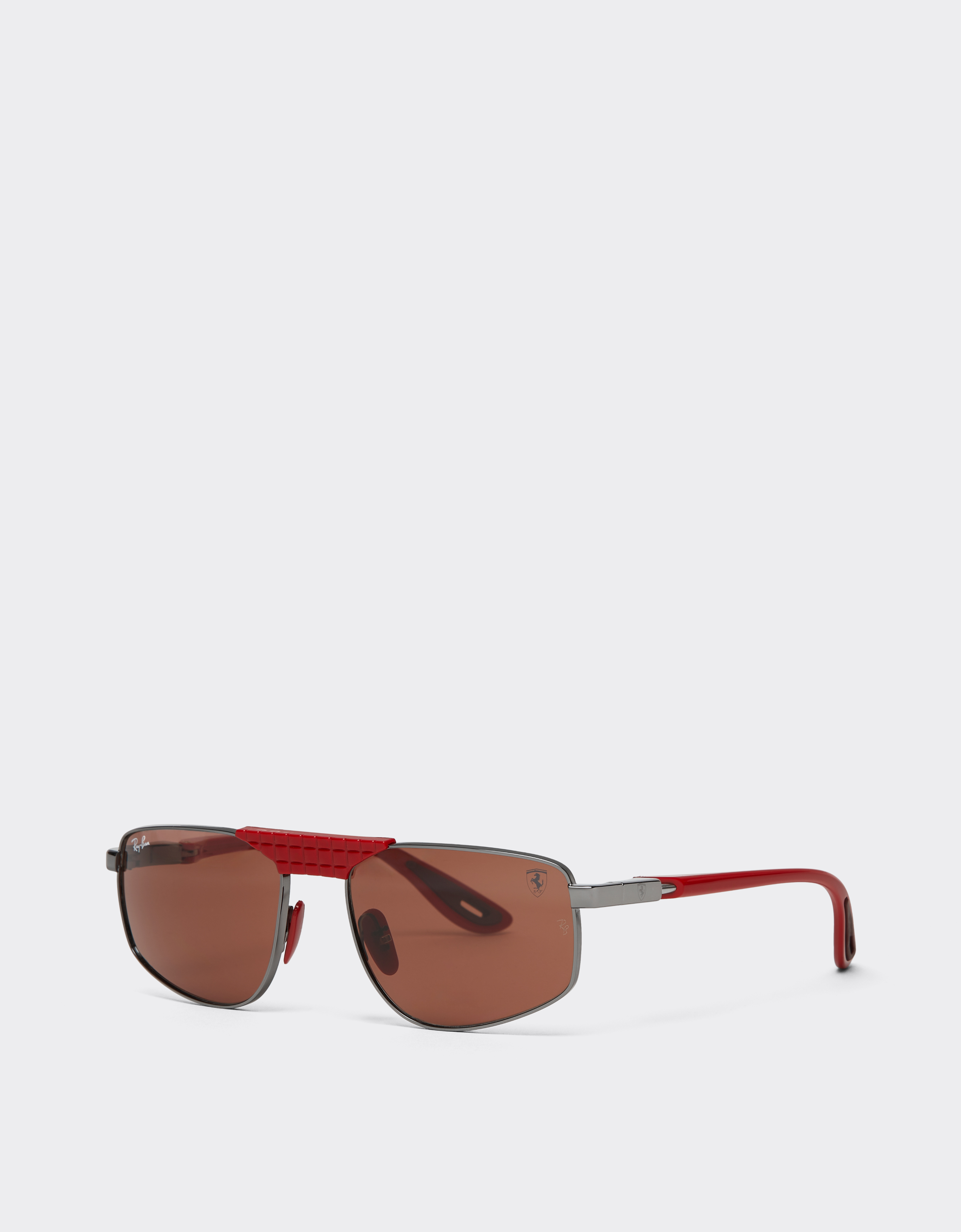 Ferrari Ray-ban For Scuderia  Rb3776m In And Red Metal With Red Lenses In Gray