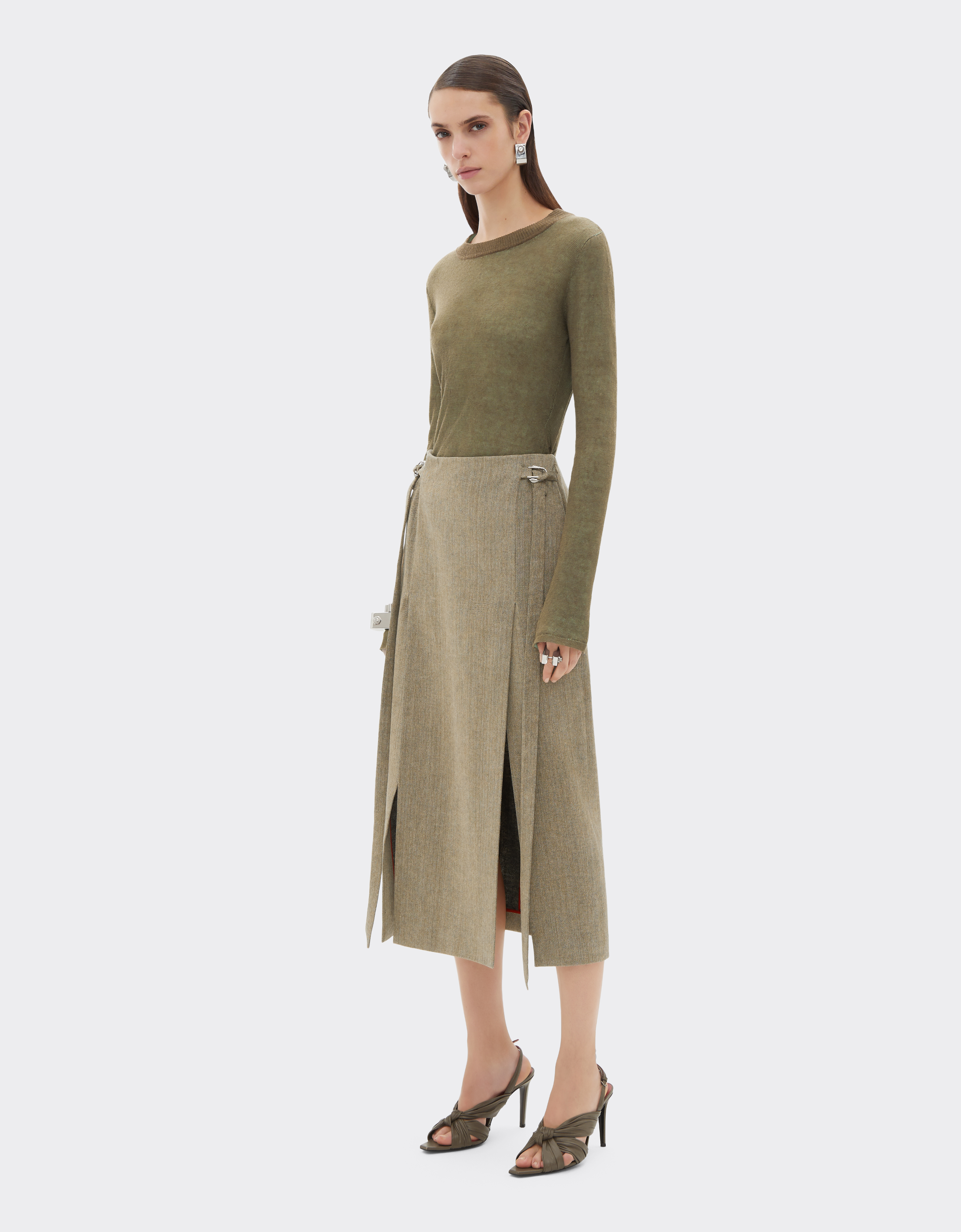  Ferrari Rollkragenpullover Aus Leinen Kaschmir Und Seide - Female Sweatshirts & Strickwaren Khaki Green 40 