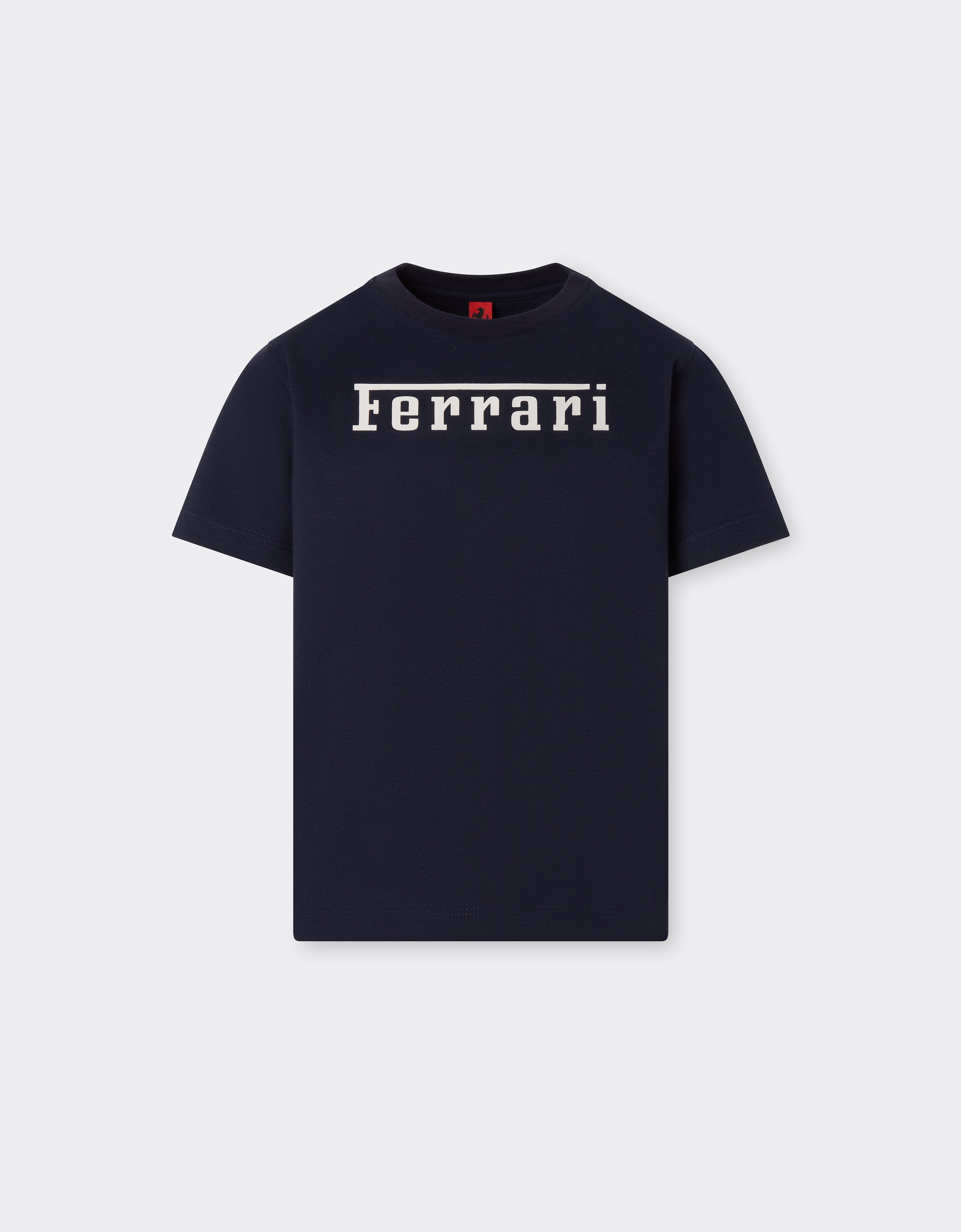 Ferrari Unisex Navy Cotton T-Shirt With Logo - T-Shirts 6Y