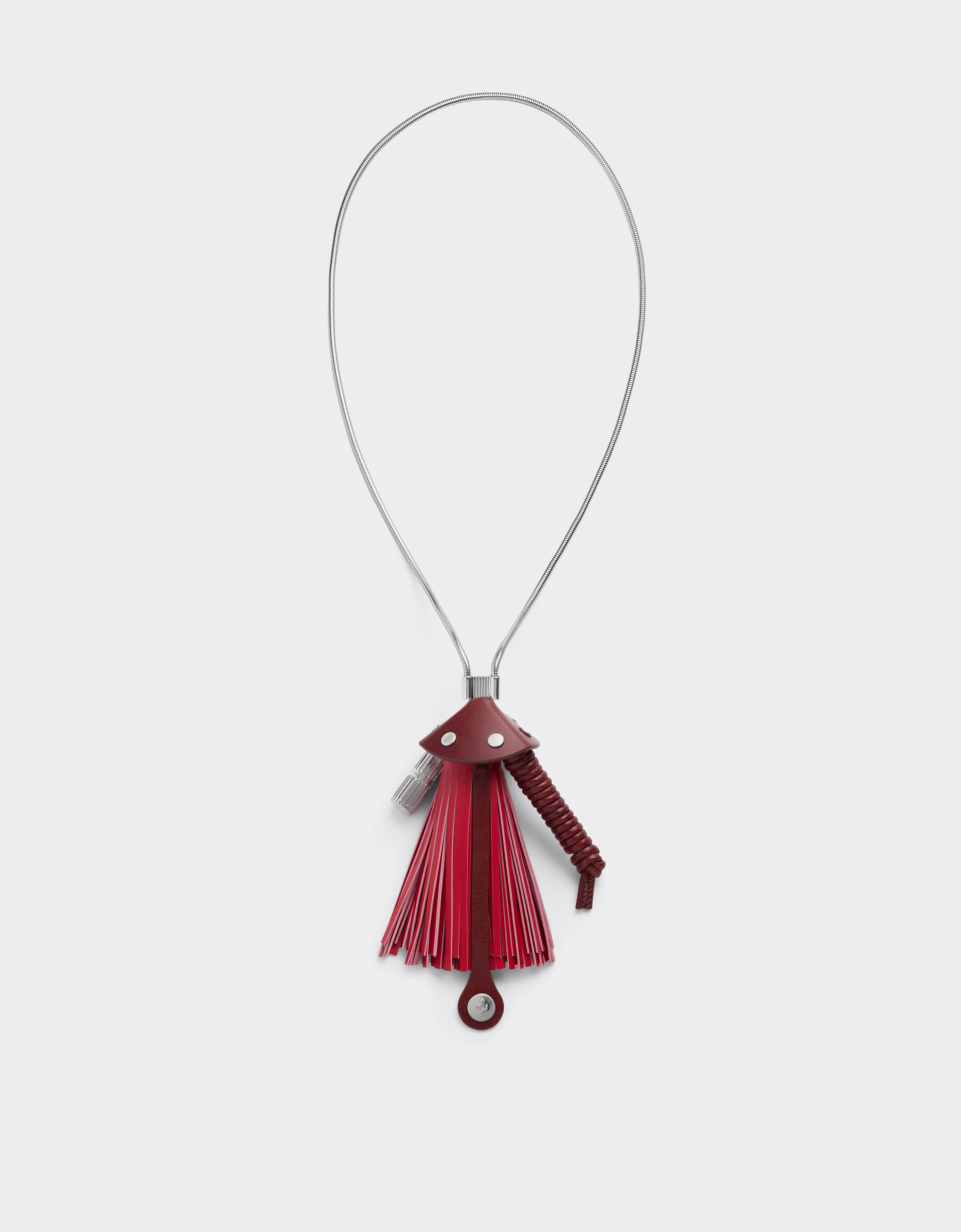 Ferrari Unisex Rosso Magma Metal And Leather Necklace - Necklaces Os