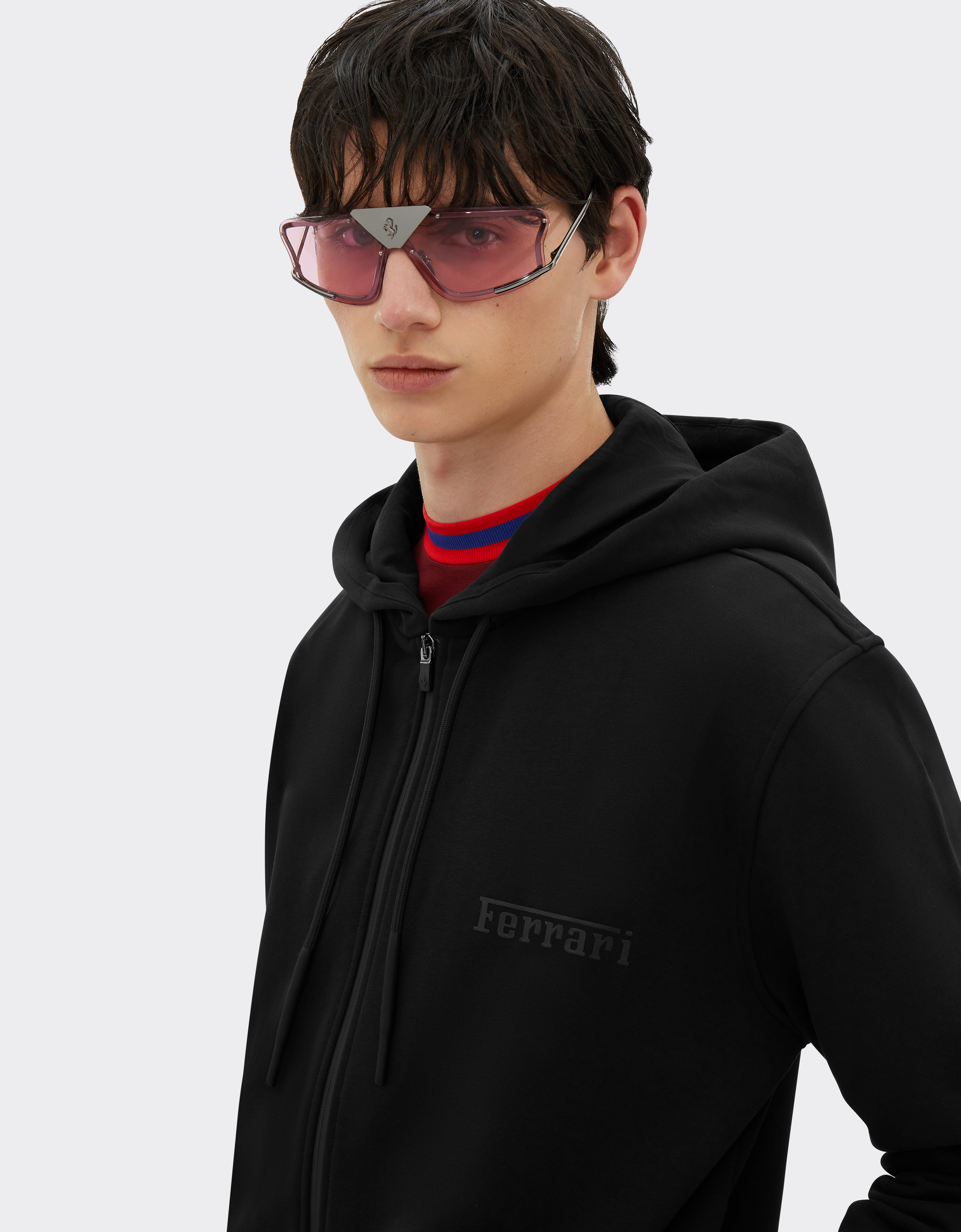 Shop Ferrari Hooded Sweatshirt With  Logo In Black