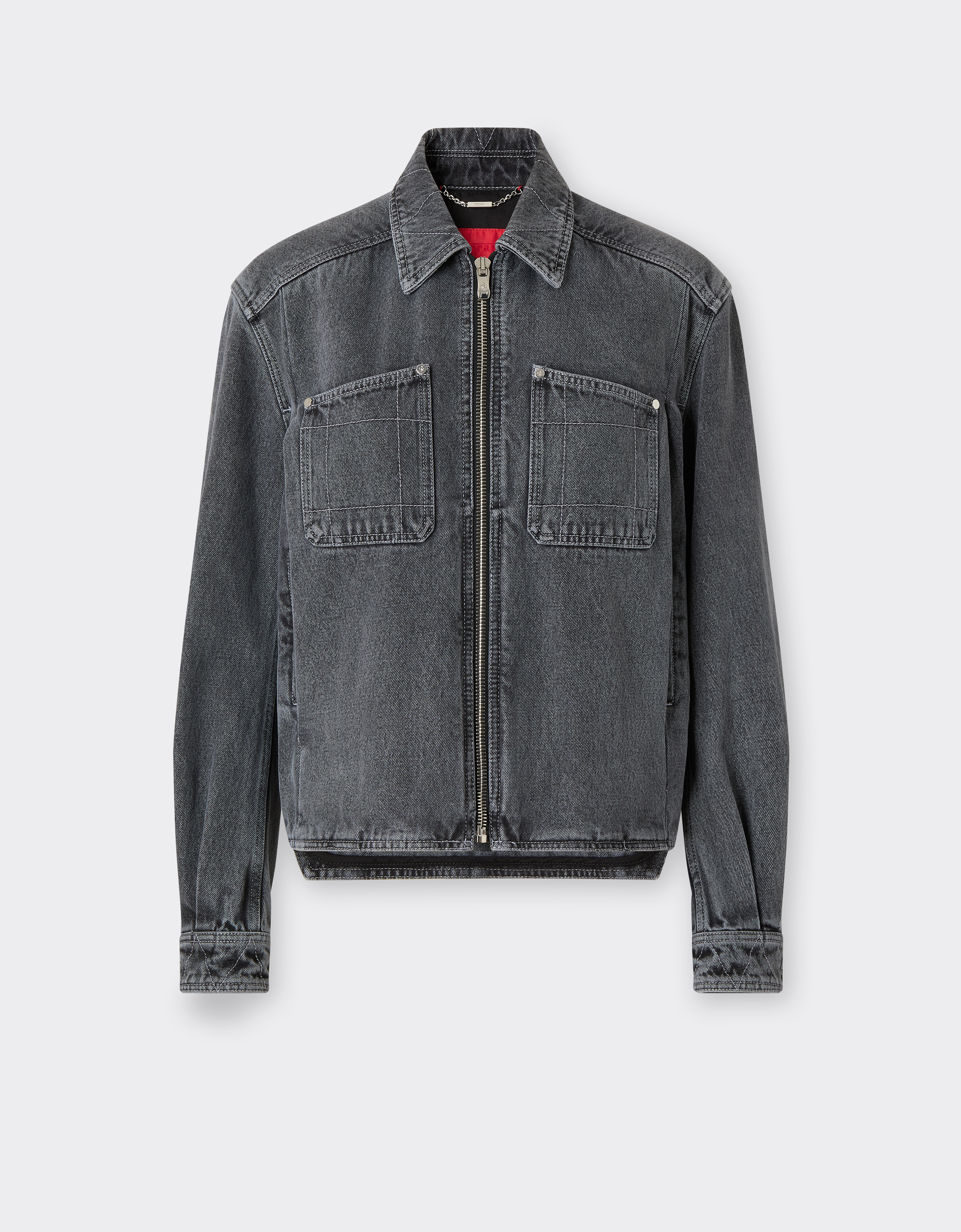 Ferrari Dark Marbled Denim Jacket In Gray