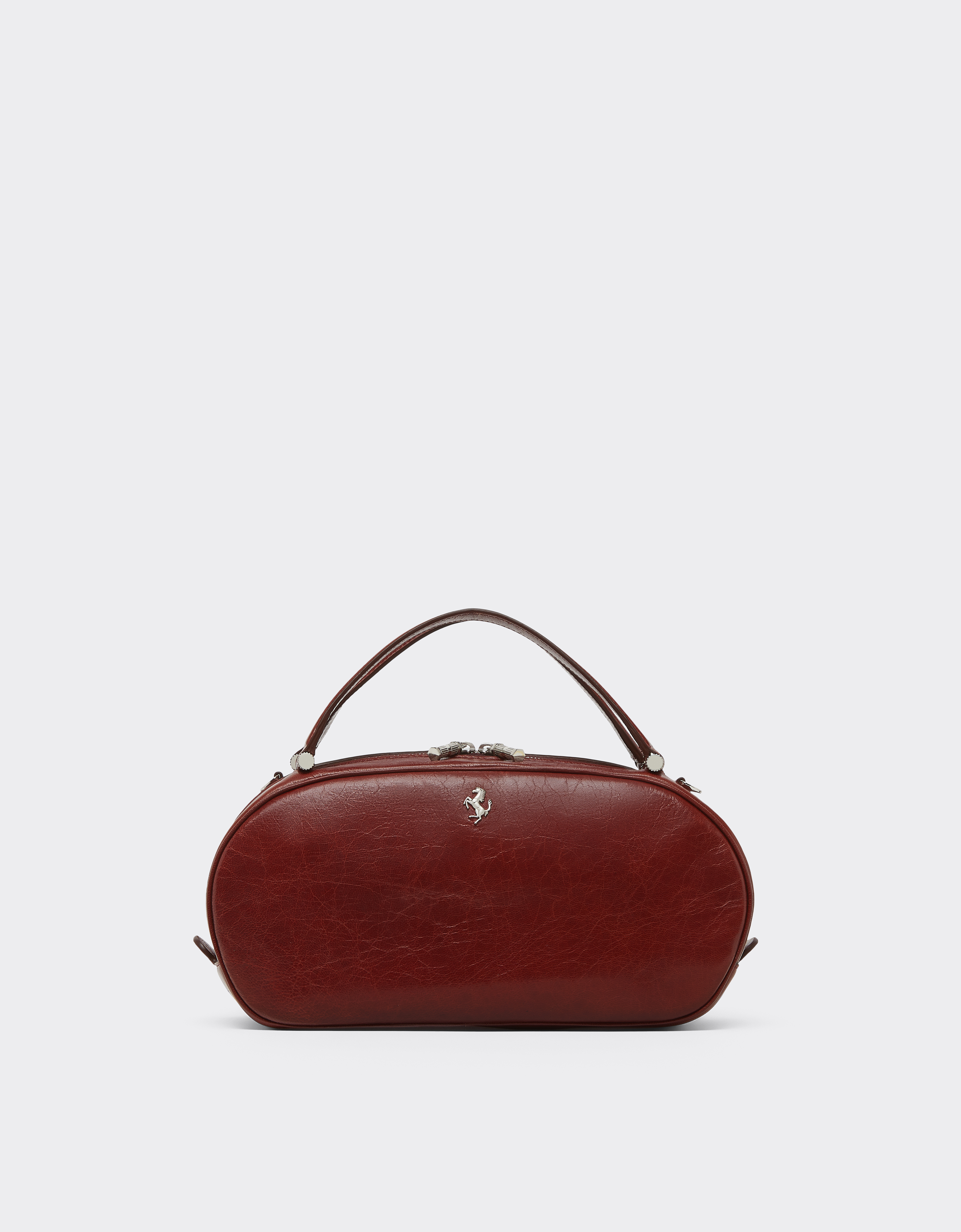 Ferrari Women's Fired Brick Dino Mini Bowling Bag Soft In Semi-Gloss Leather - Mini Bags Os