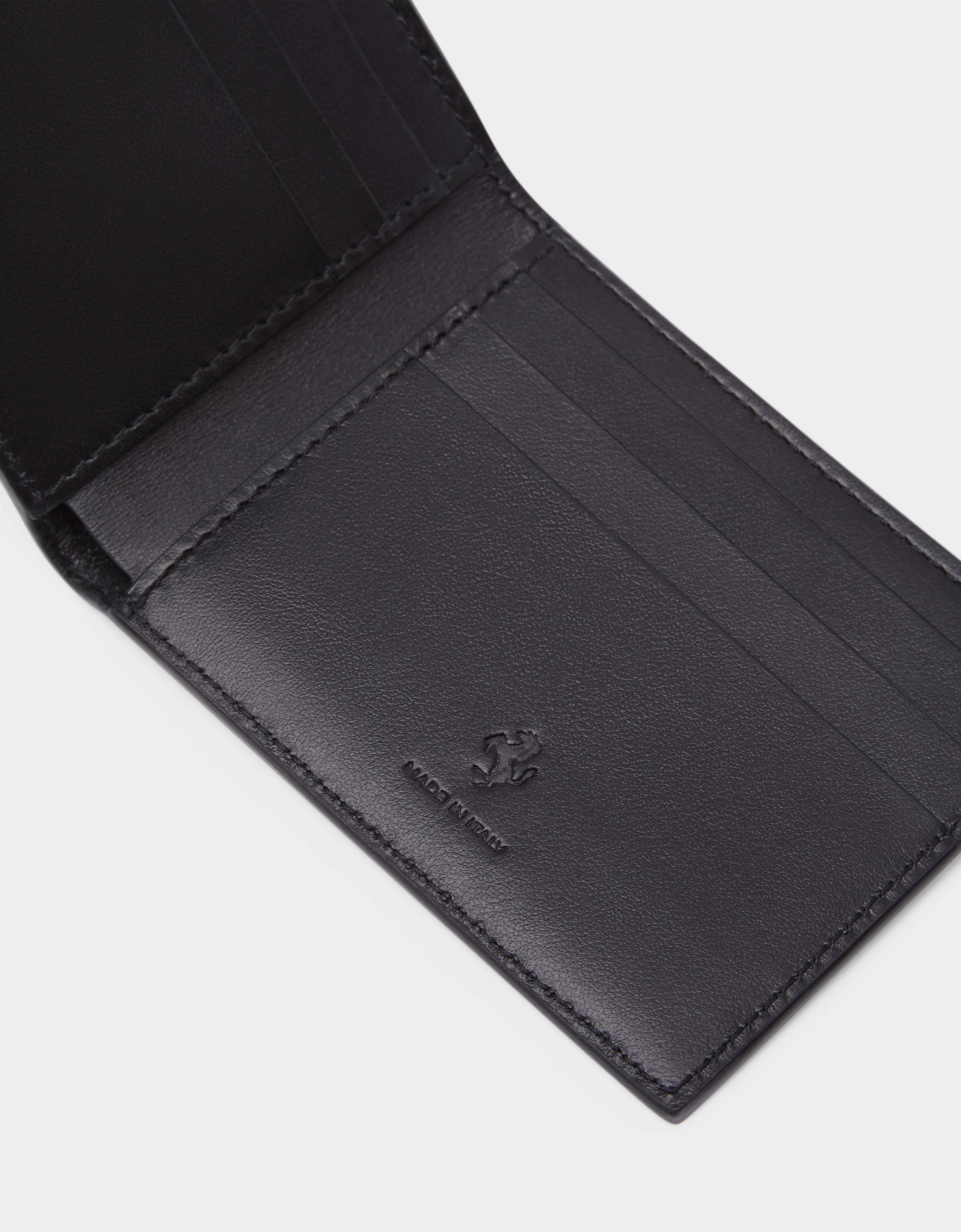 Ferrari Square Wallet In Smooth Leather In Black