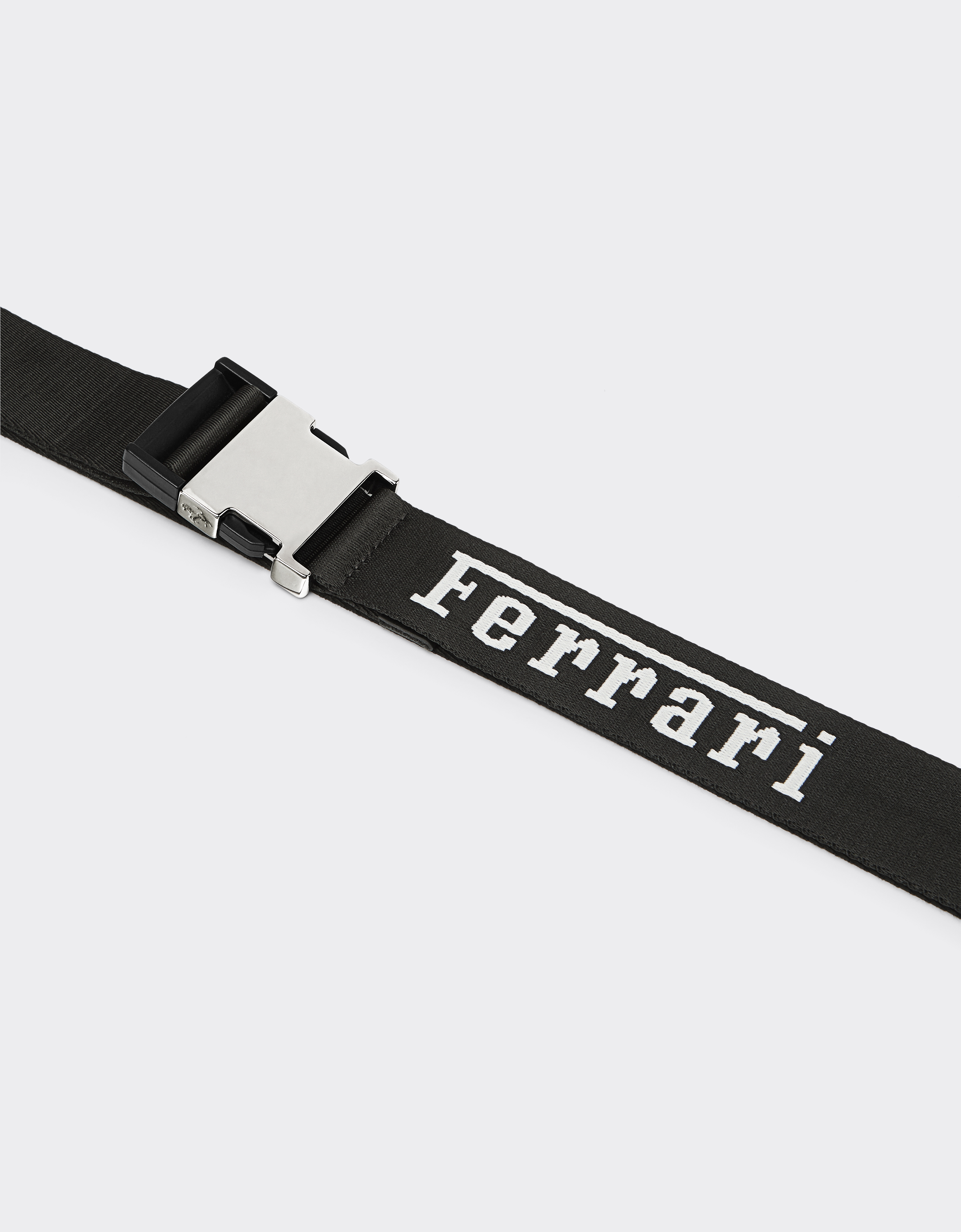 Ferrari Jacquard Belt With  Logo In Black