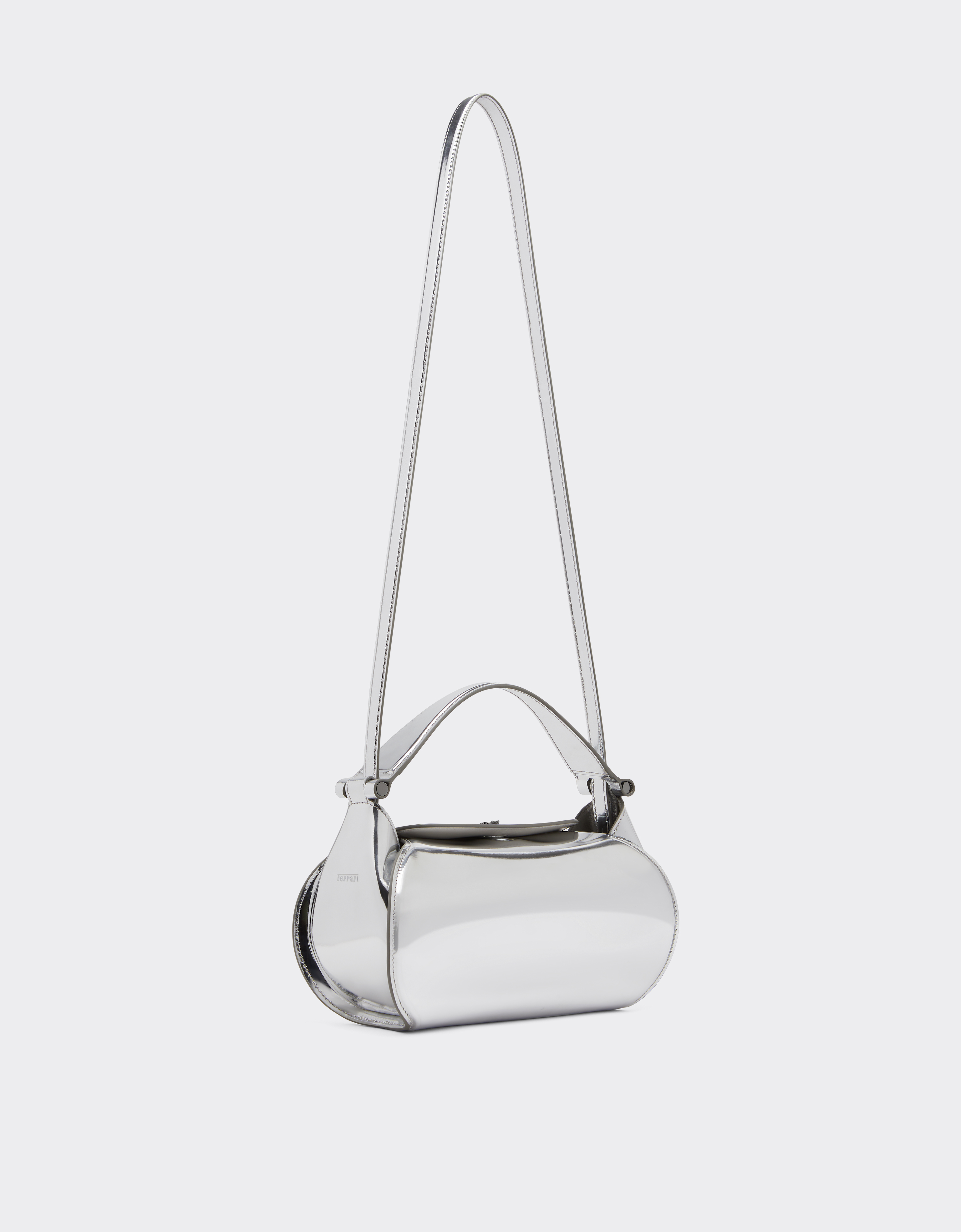 Ferrari Mirrored Leather Handbag In Silver