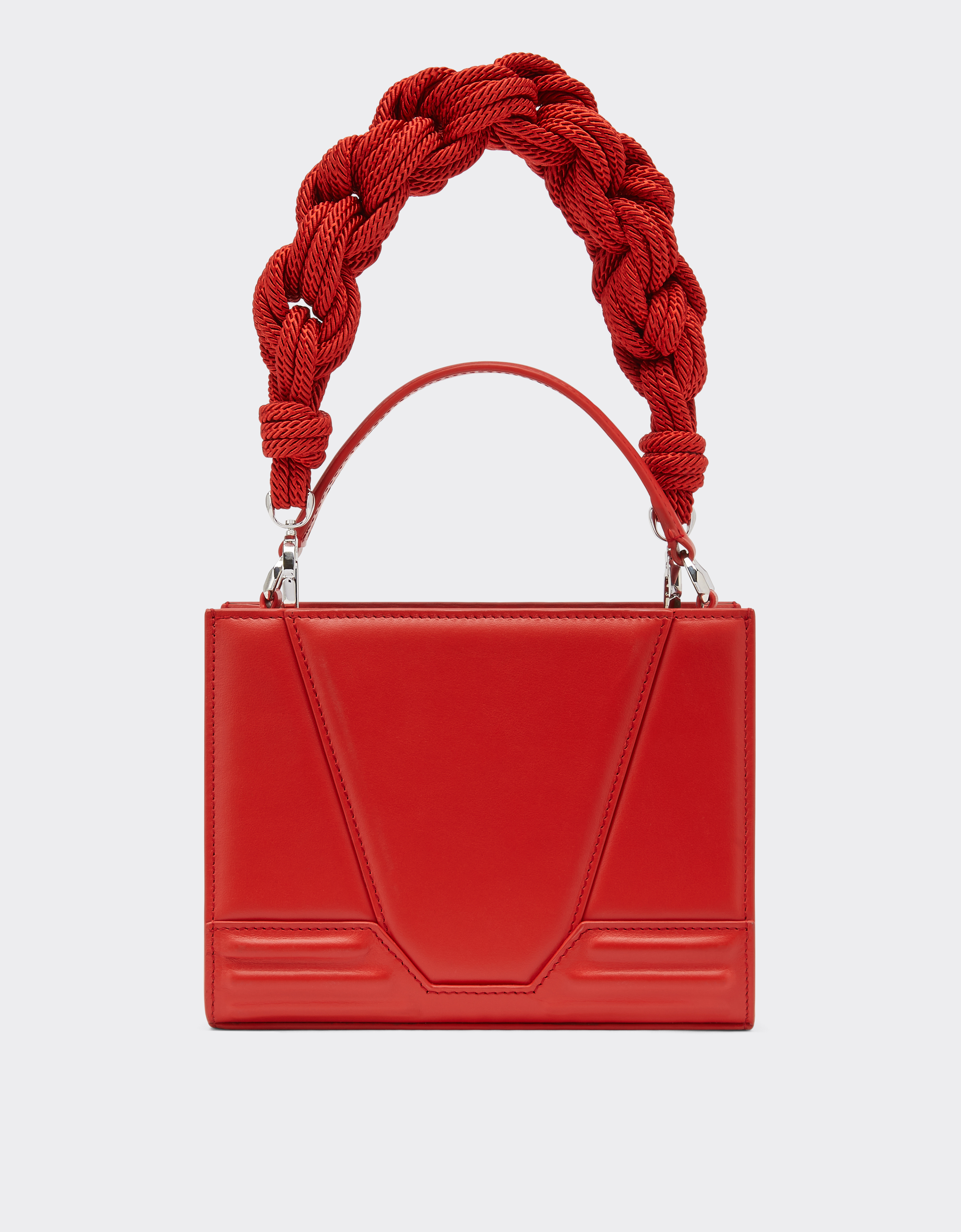 Ferrari Gt Leather Micro Tote Bag With Scoubidou Detail In Rosso Dino
