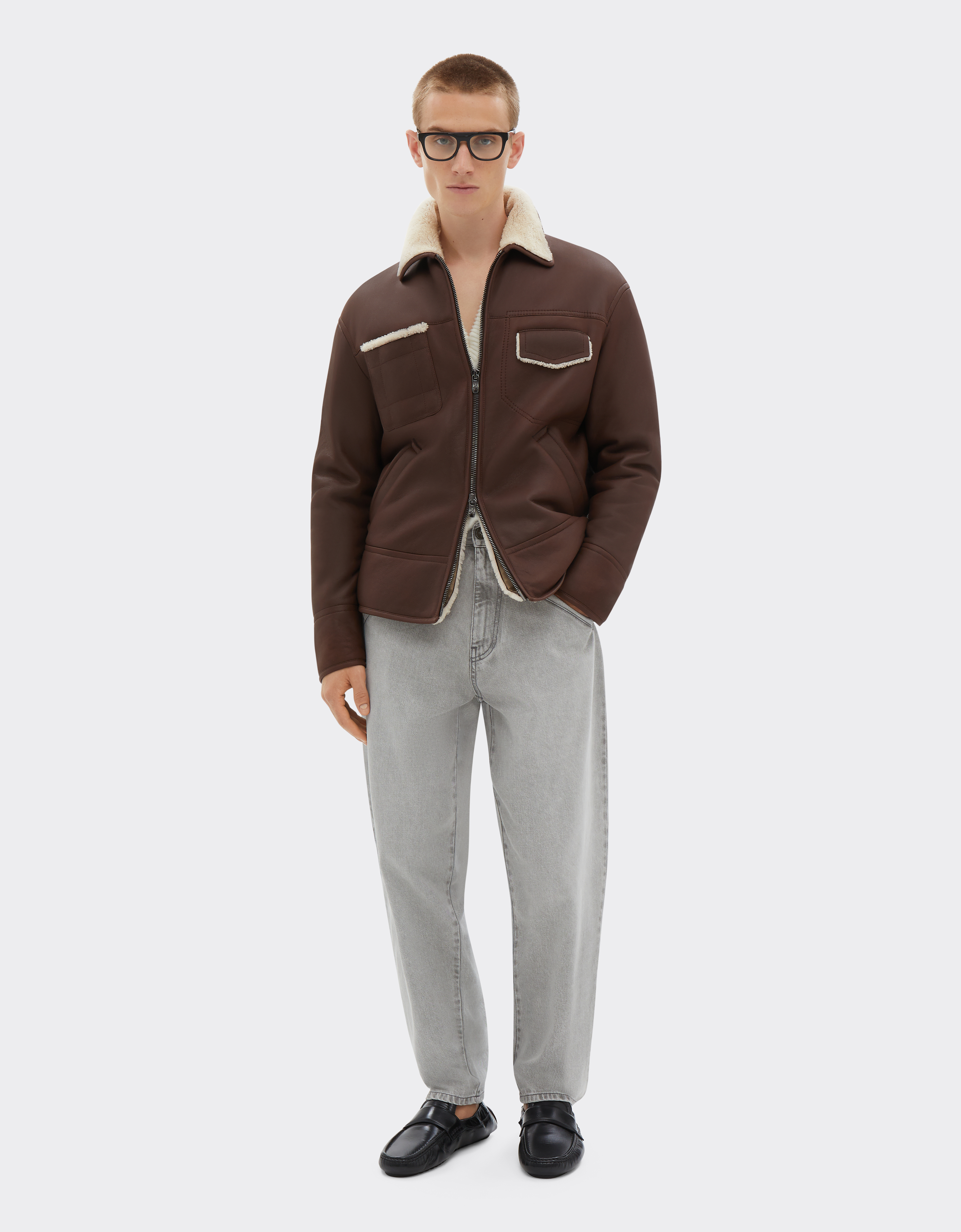 Ferrari Shearling Bomber Jacket In #n/d
