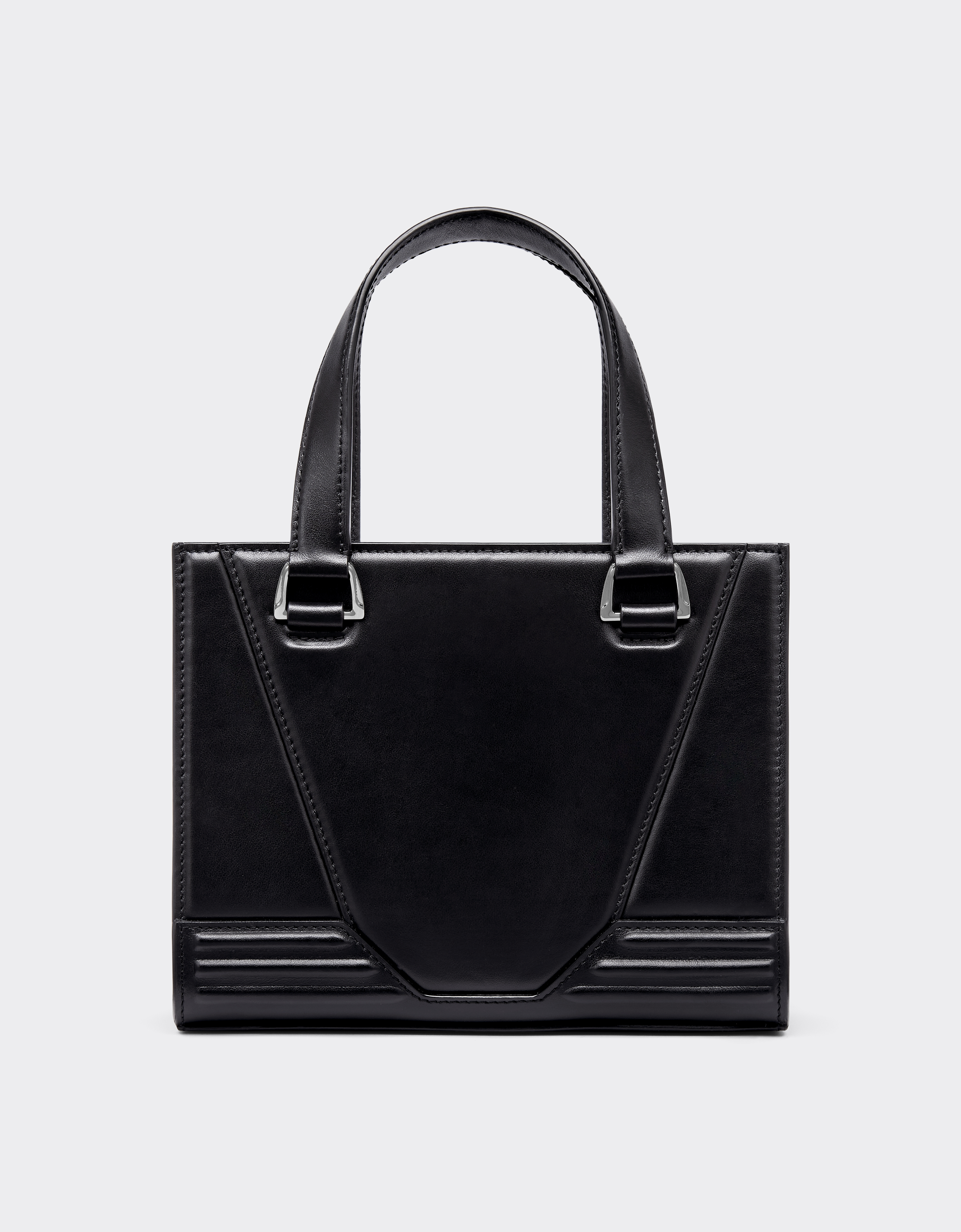 Ferrari Mini Tote Gt Bag In Leather With Prancing Horse Detail In Black