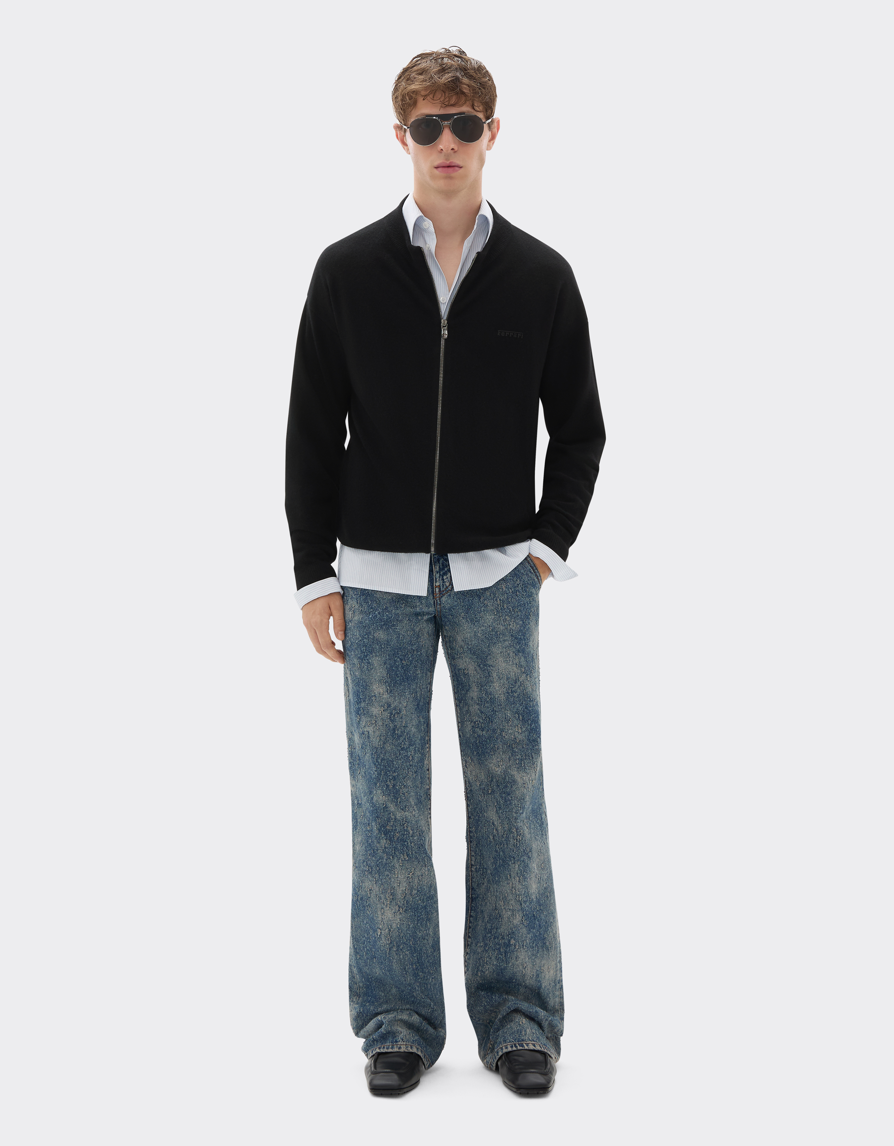  Ferrari Wool And Cashmere Cardigan - Male Sweaters & Knitwear Black 52 