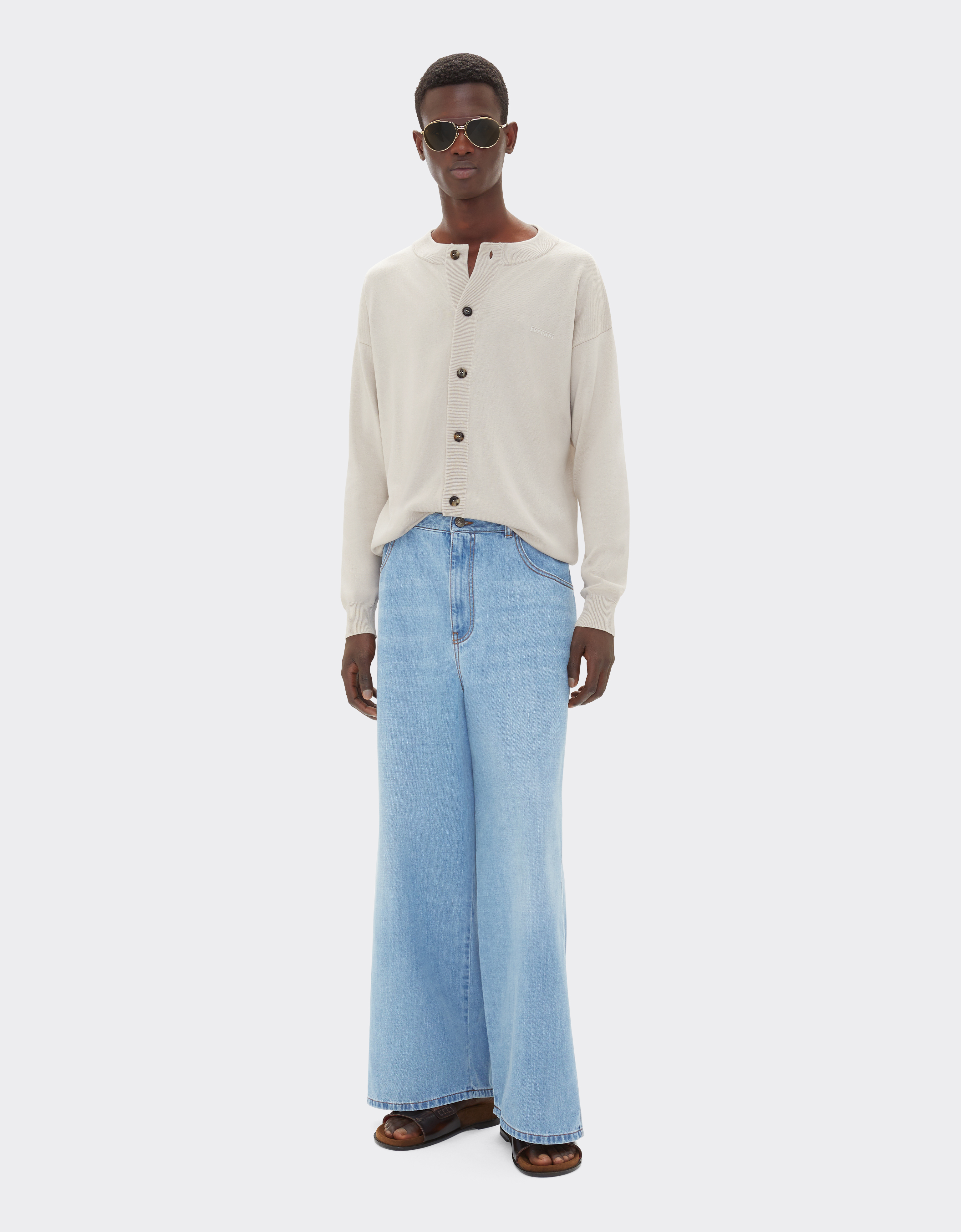 Ferrari Cotton And Silk Cardigan In Ecru