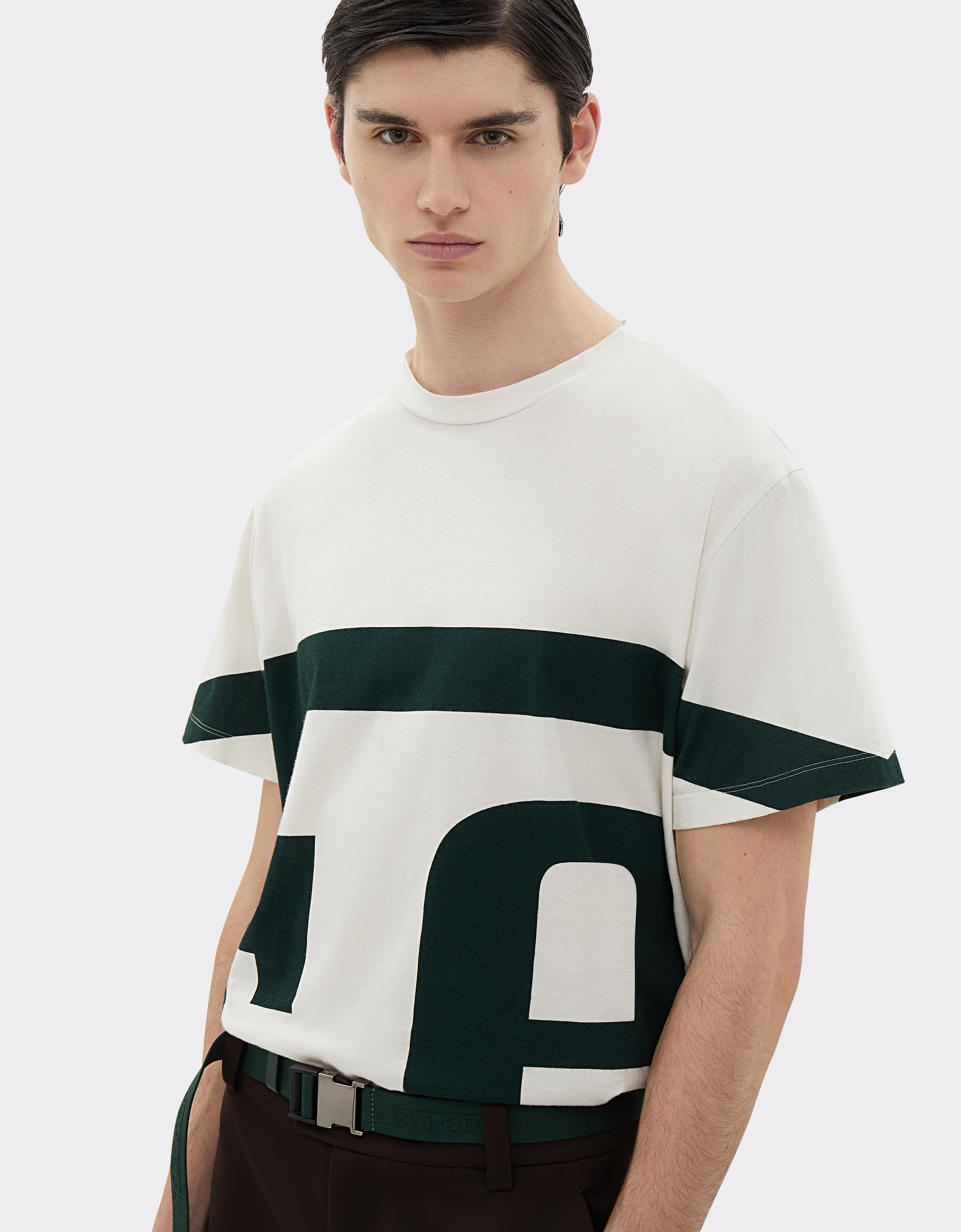 FERRARI FERRARI COTTON T-SHIRT WITH FERRARI MACRO-LETTERING