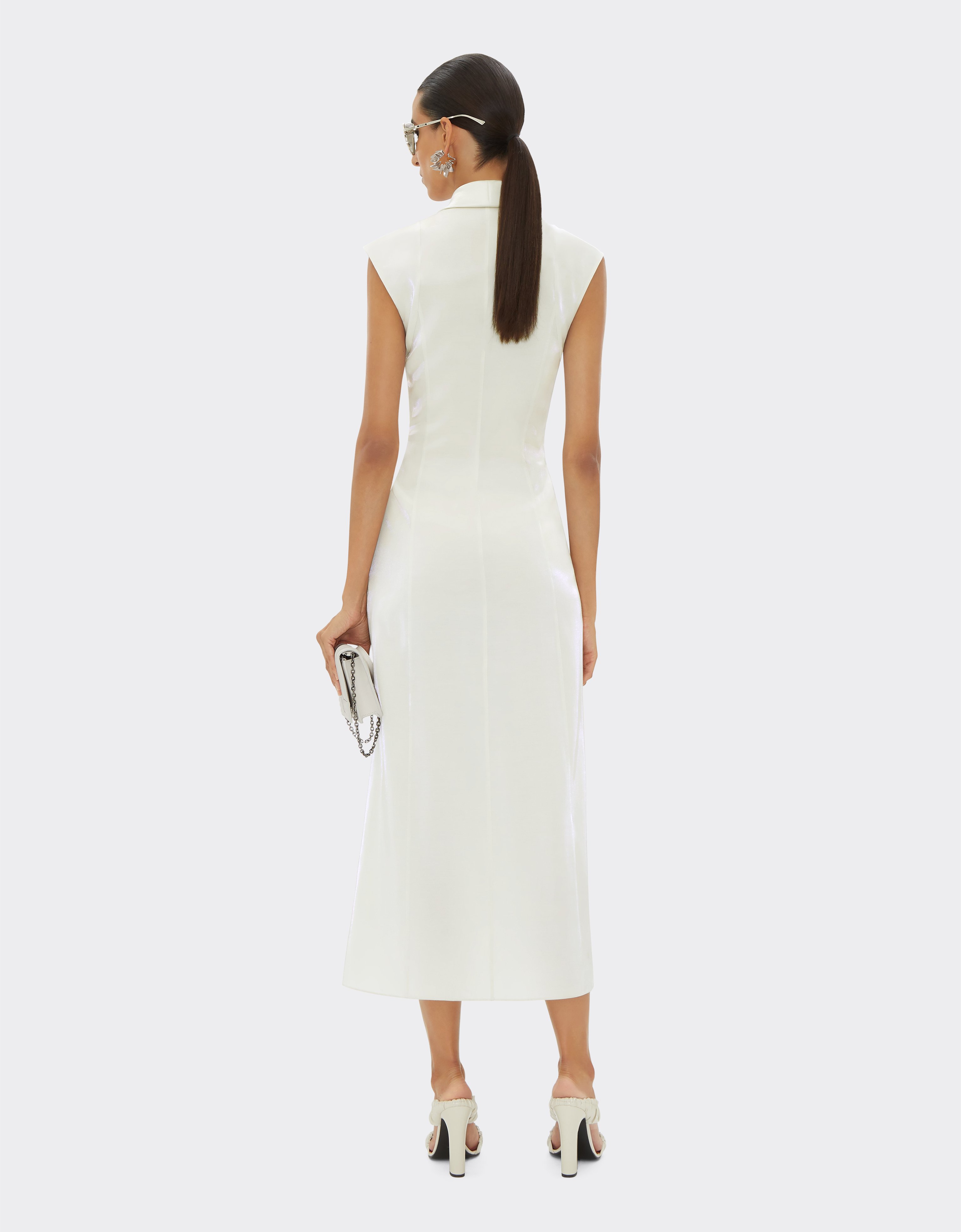 Ferrari Midi Dress In Shiny Viscose In Ecru