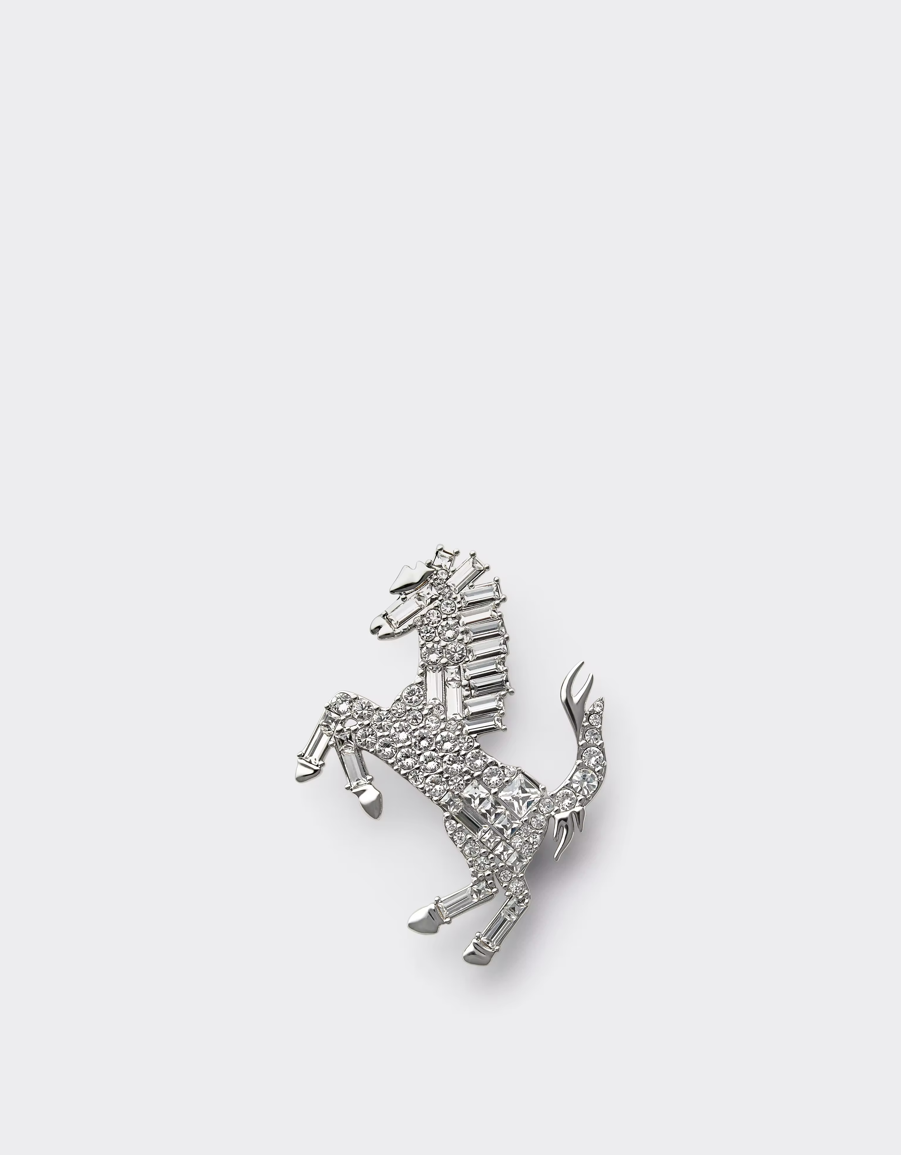 Ferrari Prancing Horse Rhinestone Brooch In Gray