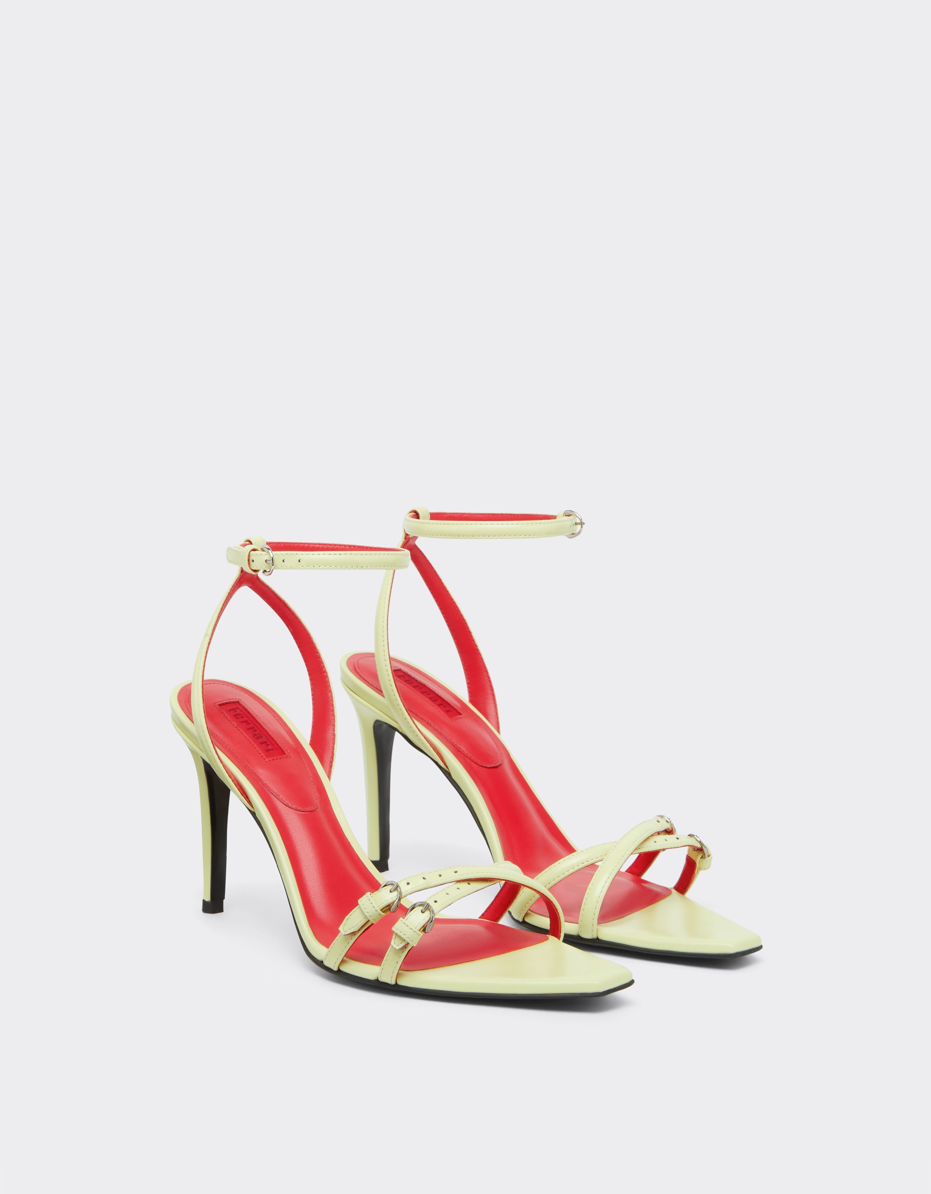 Ferrari Glossy Leather Sandals In Green