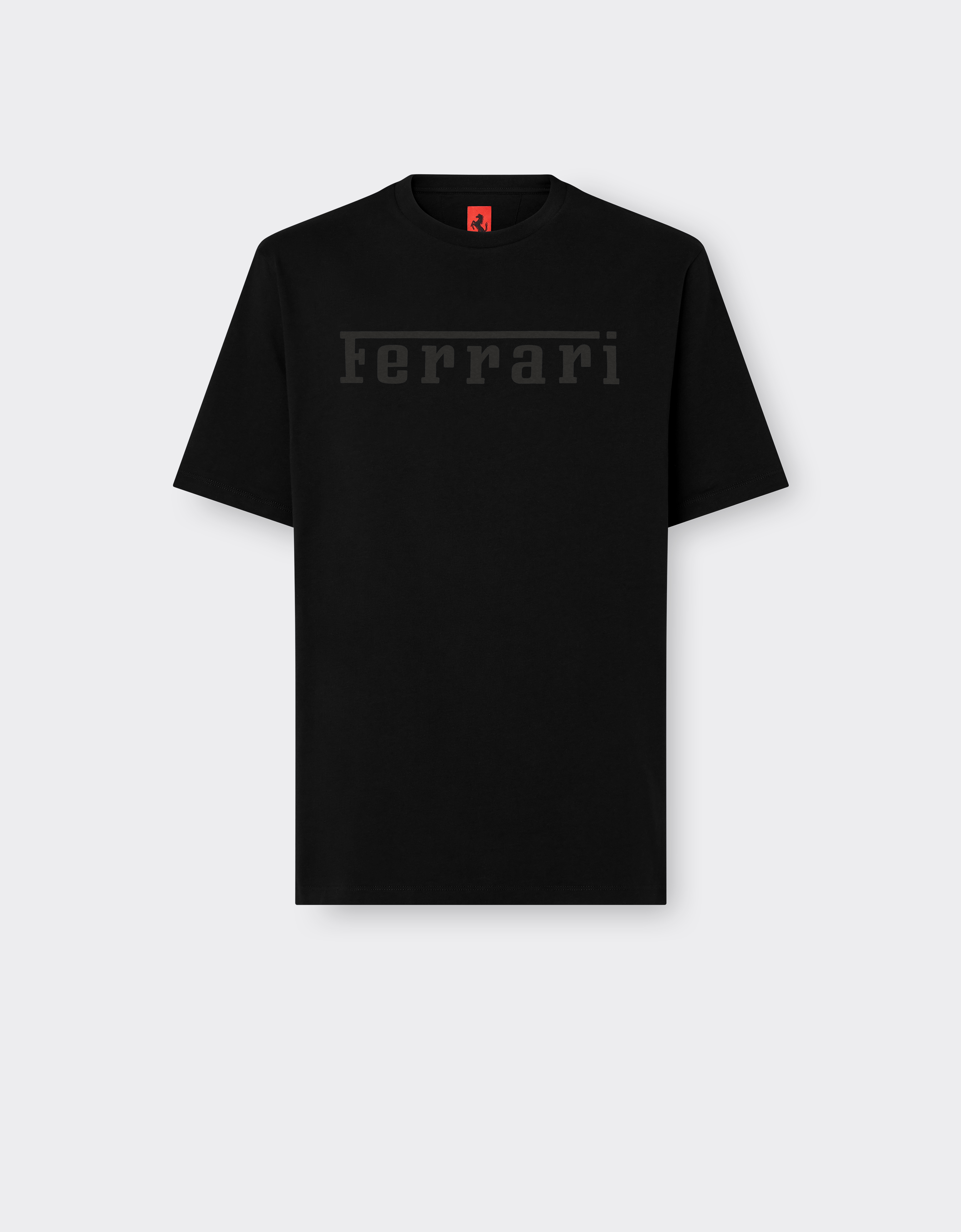 Cotton T-shirt with Ferrari logo in Black | Ferrari®