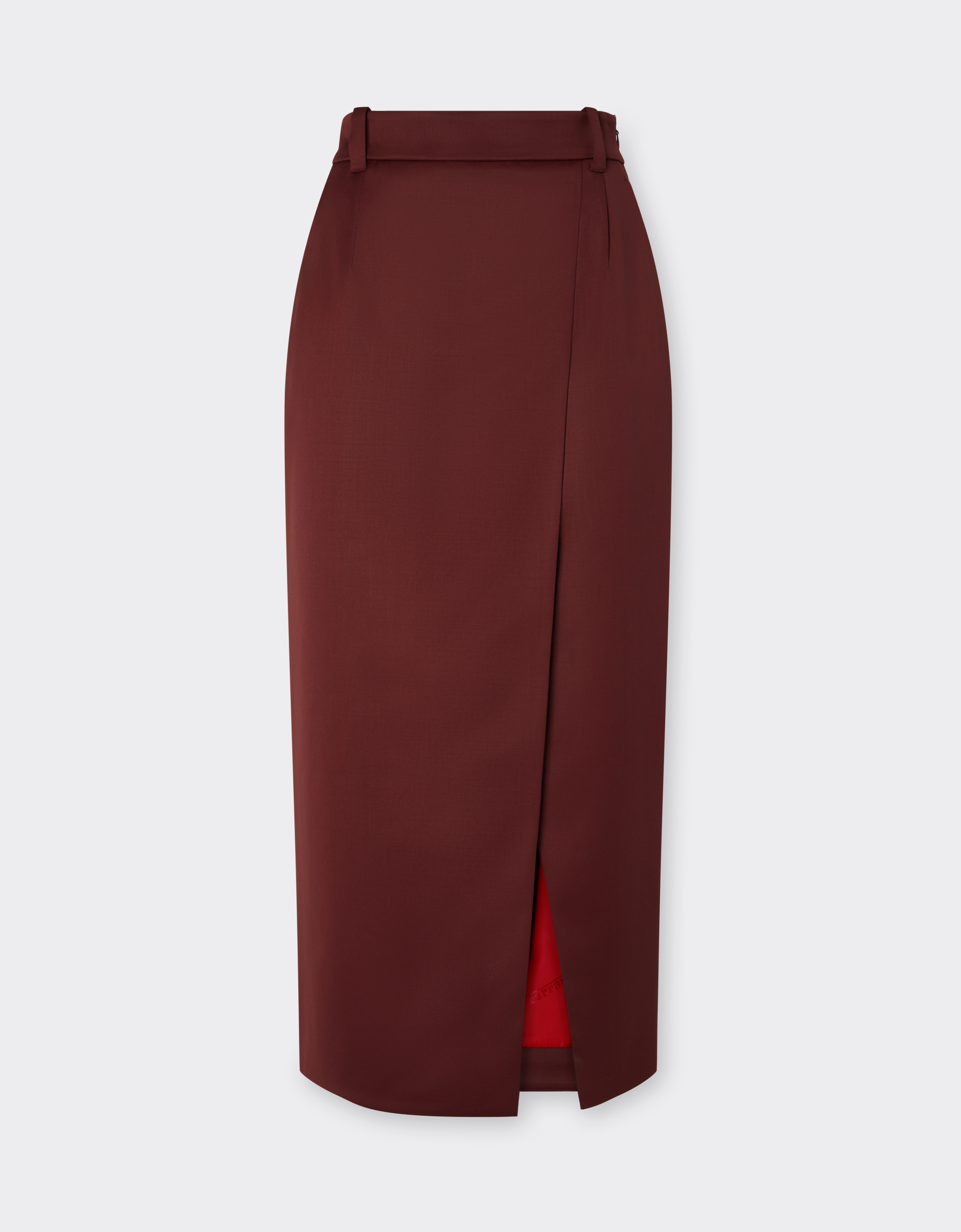 Ferrari Wool Satin Skirt In Brown