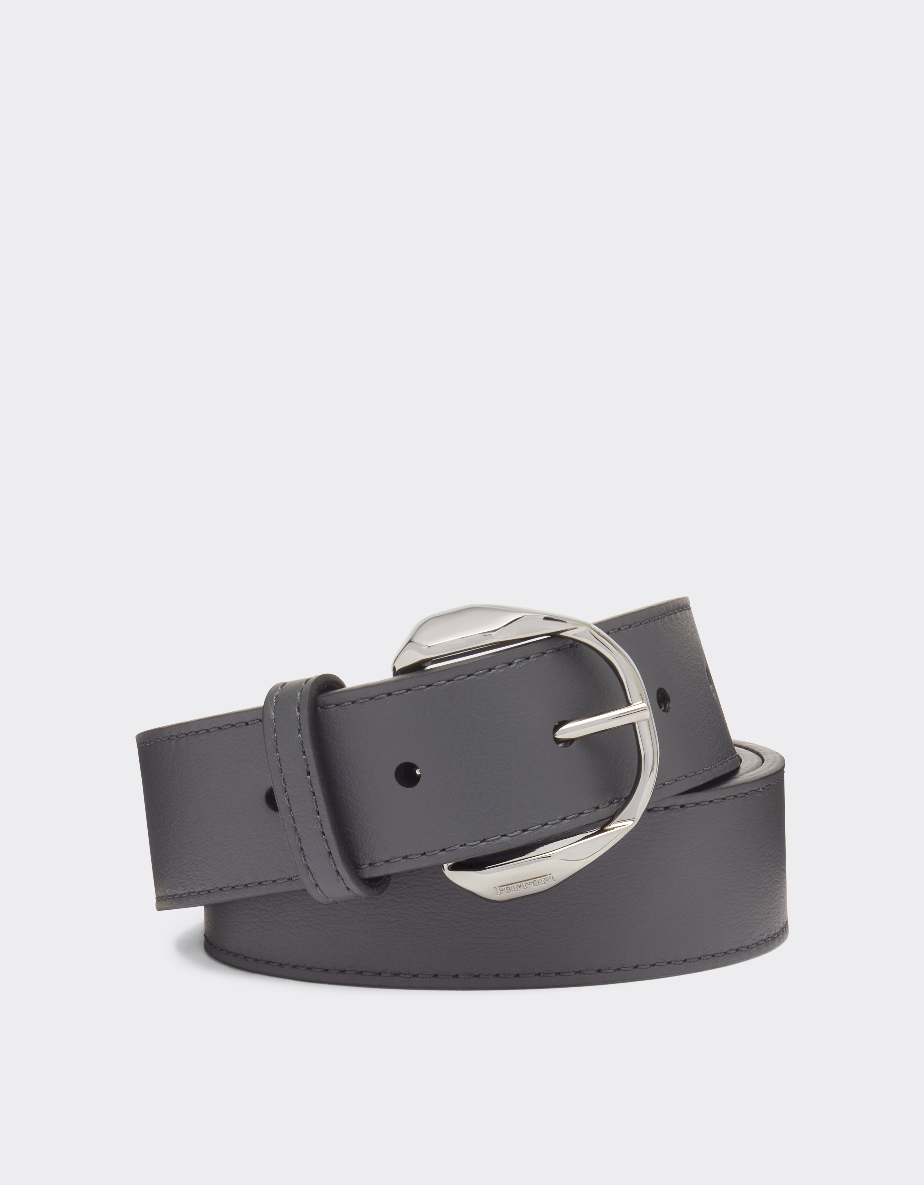 Ferrari Leather Belt With Prancing Horse Detail In Ingrid