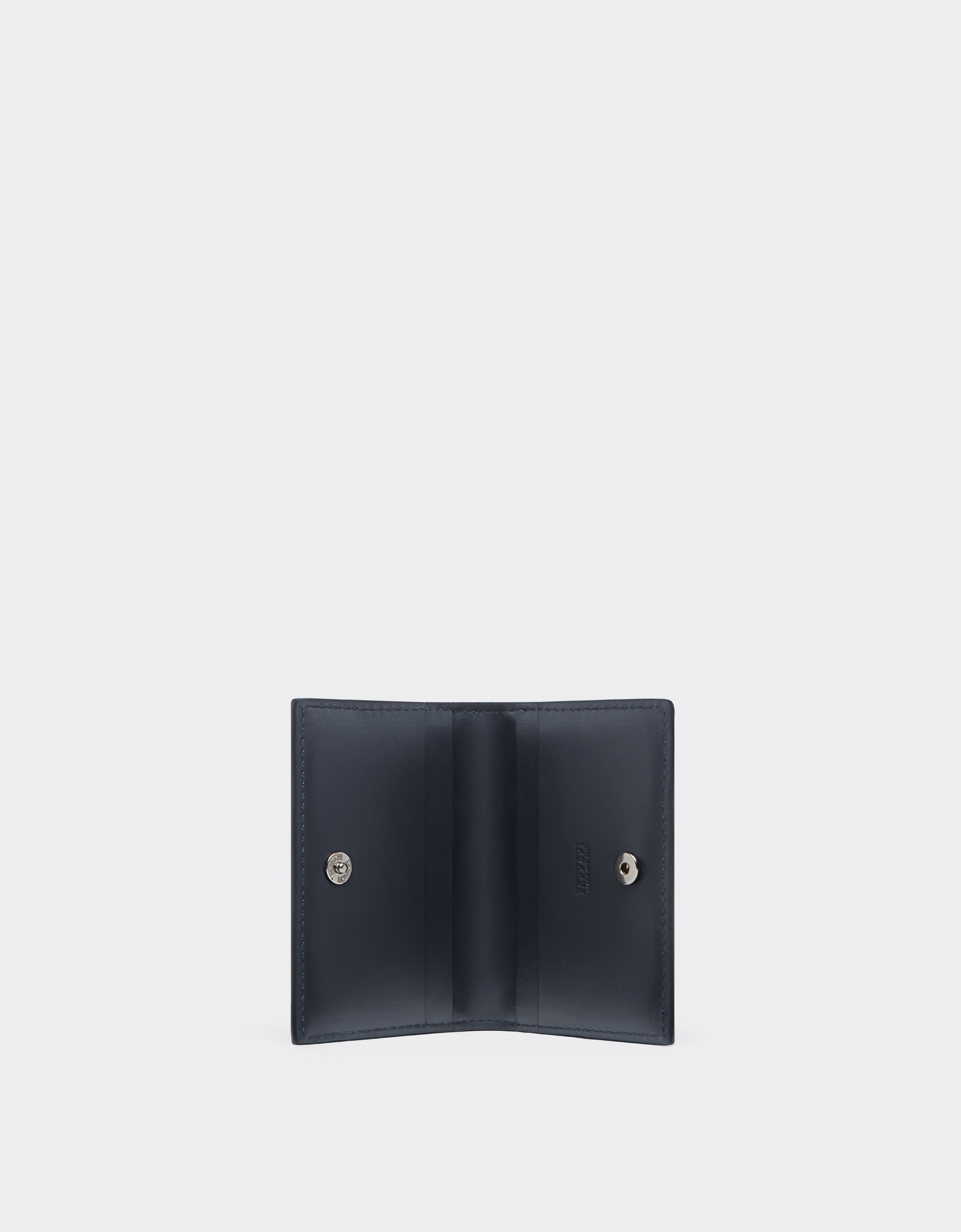 Ferrari Gt Foldable Card Holder In Brushed Leather In Navy