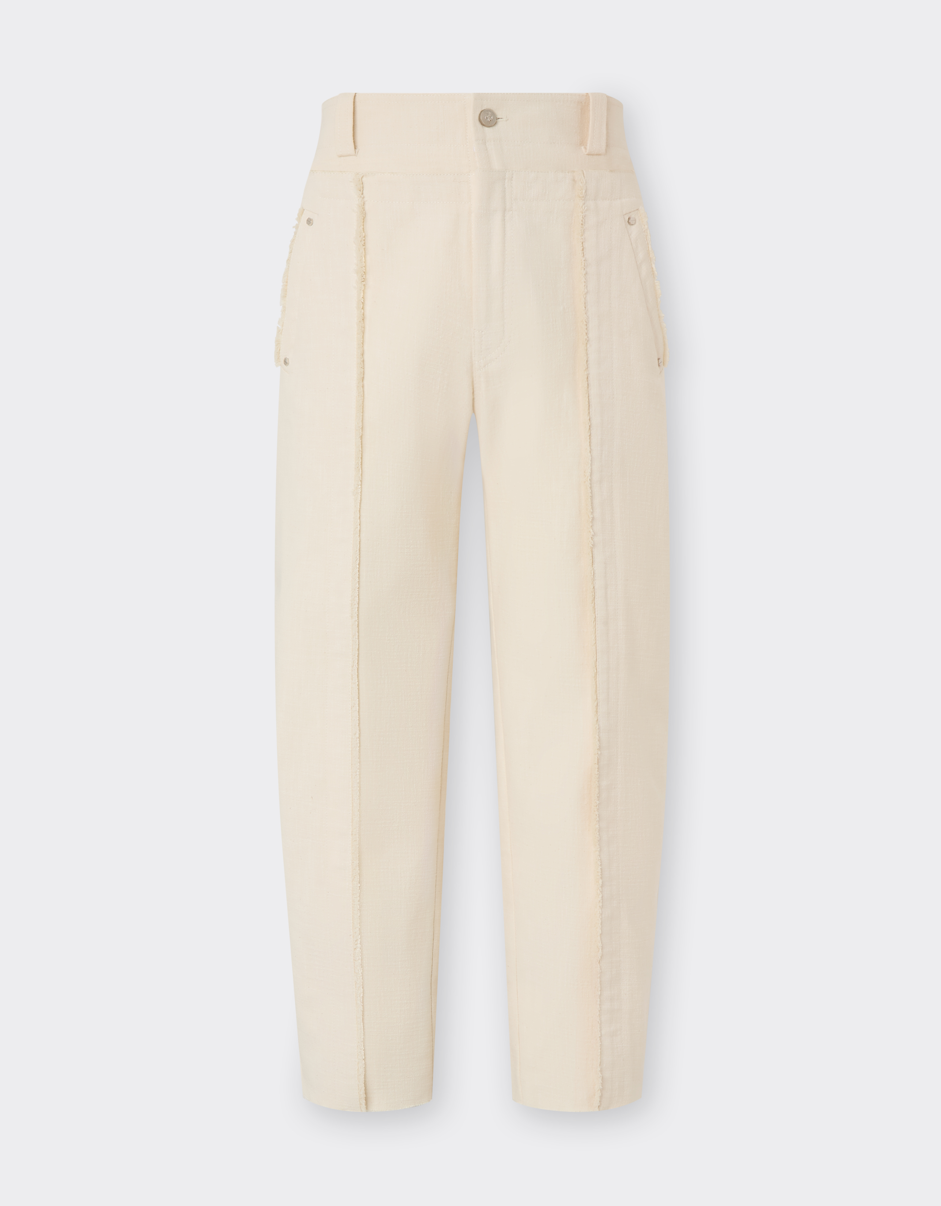 Ferrari Men's Avorio Malfilè Cotton Trousers - Trousers 50