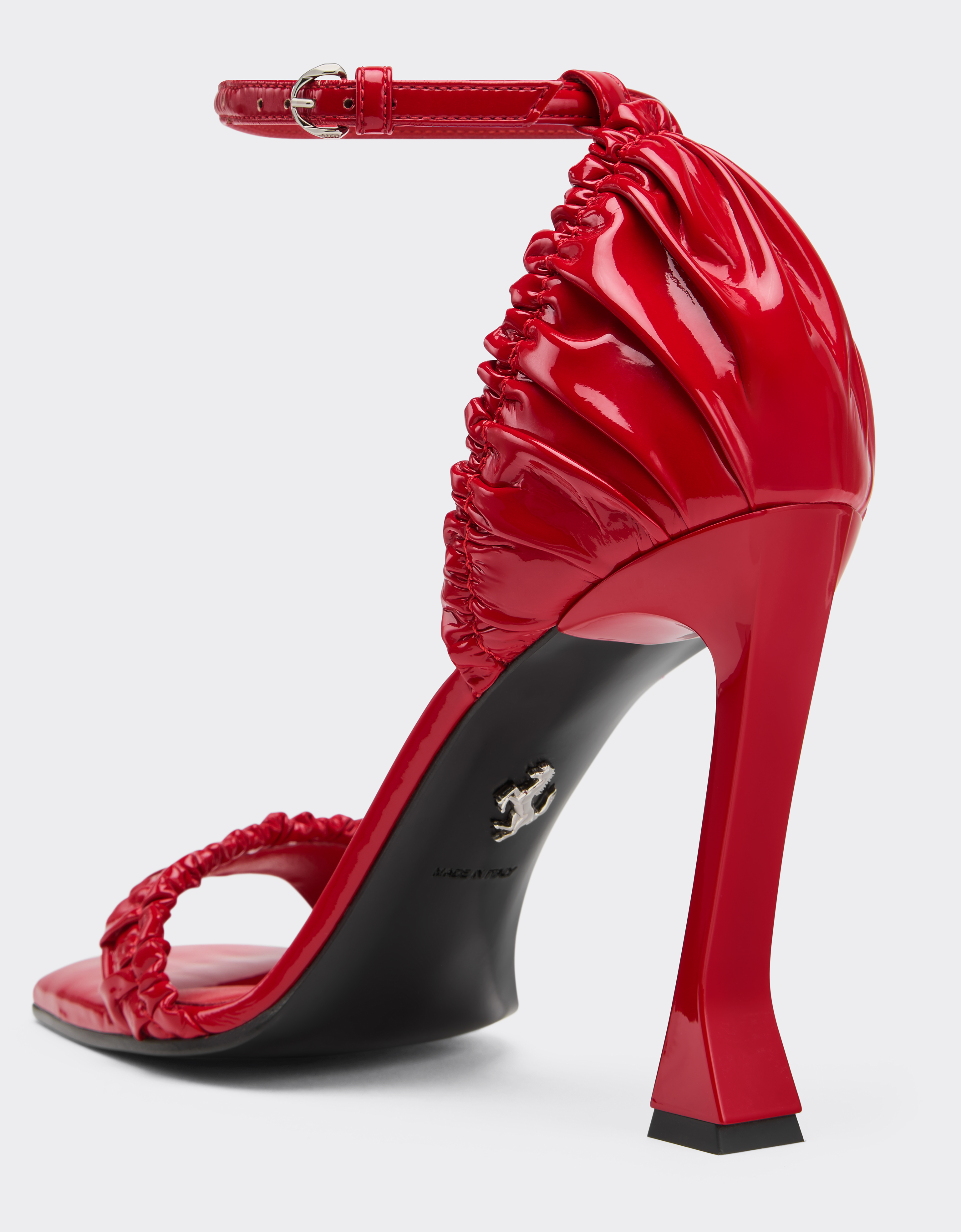 Ferrari Patent Leather High Heel Sandal With Strap