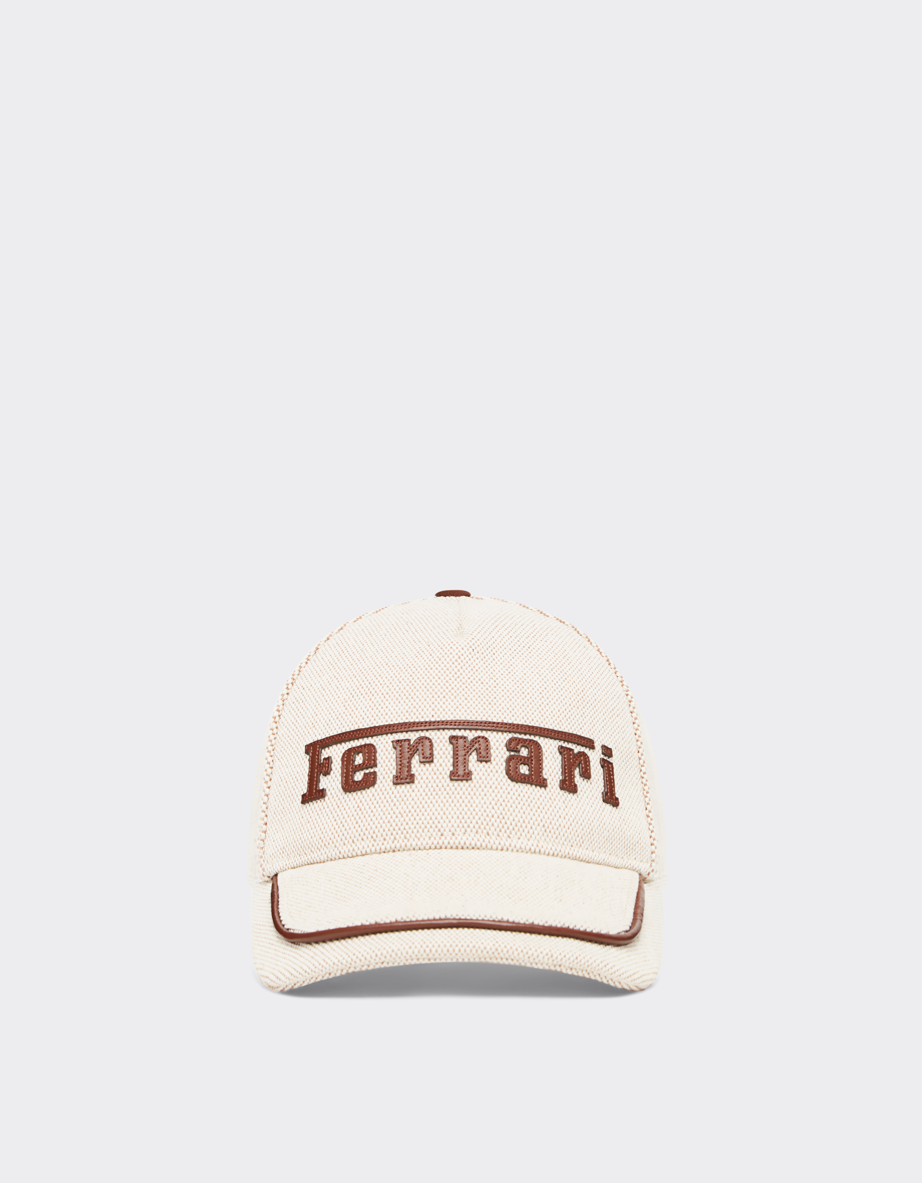 Ferrari Baseball Cap With Embroidered Logo And Leather Details In Hide