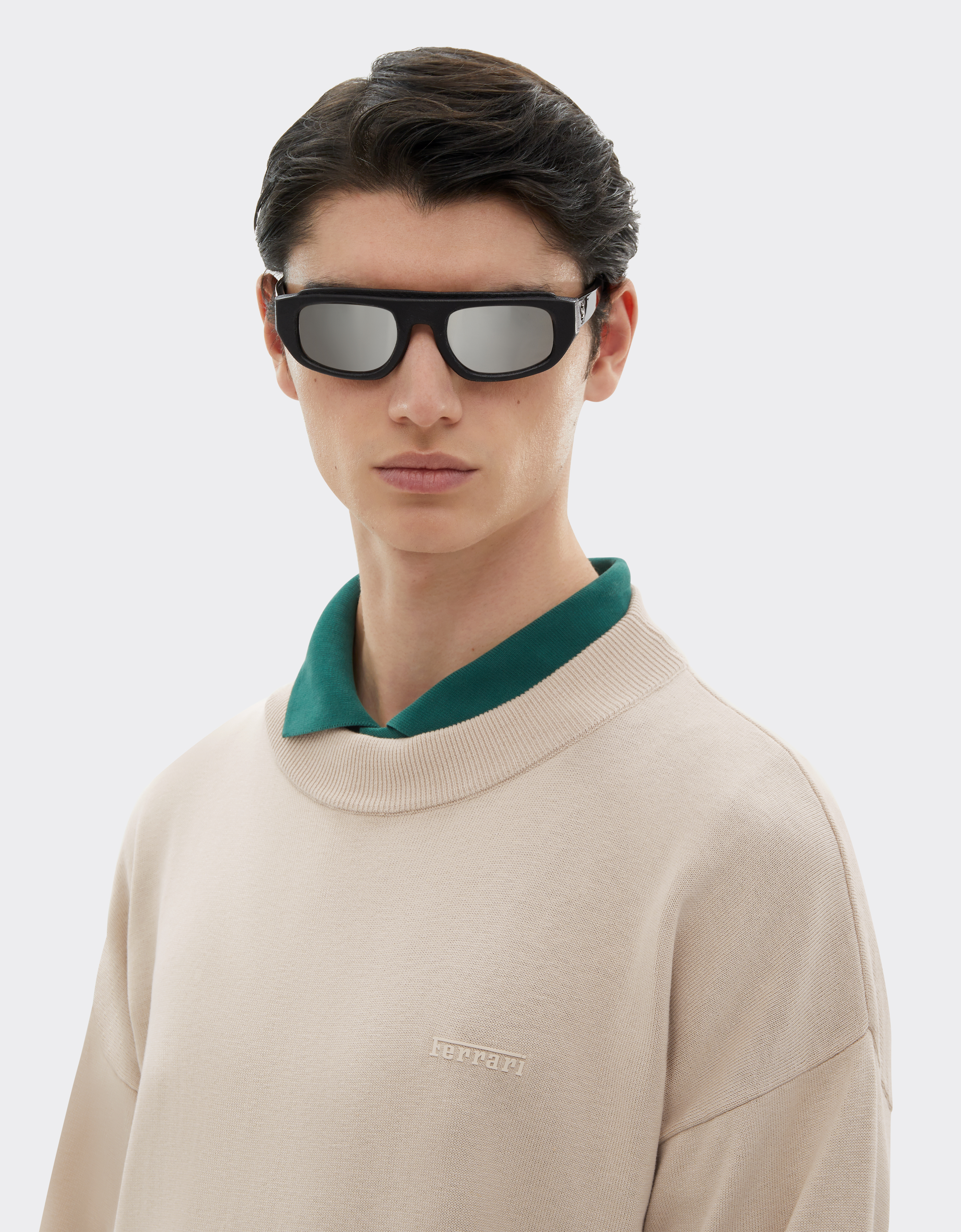 Ferrari Cotton And Silk Long Sleeve Sweater In Ecru