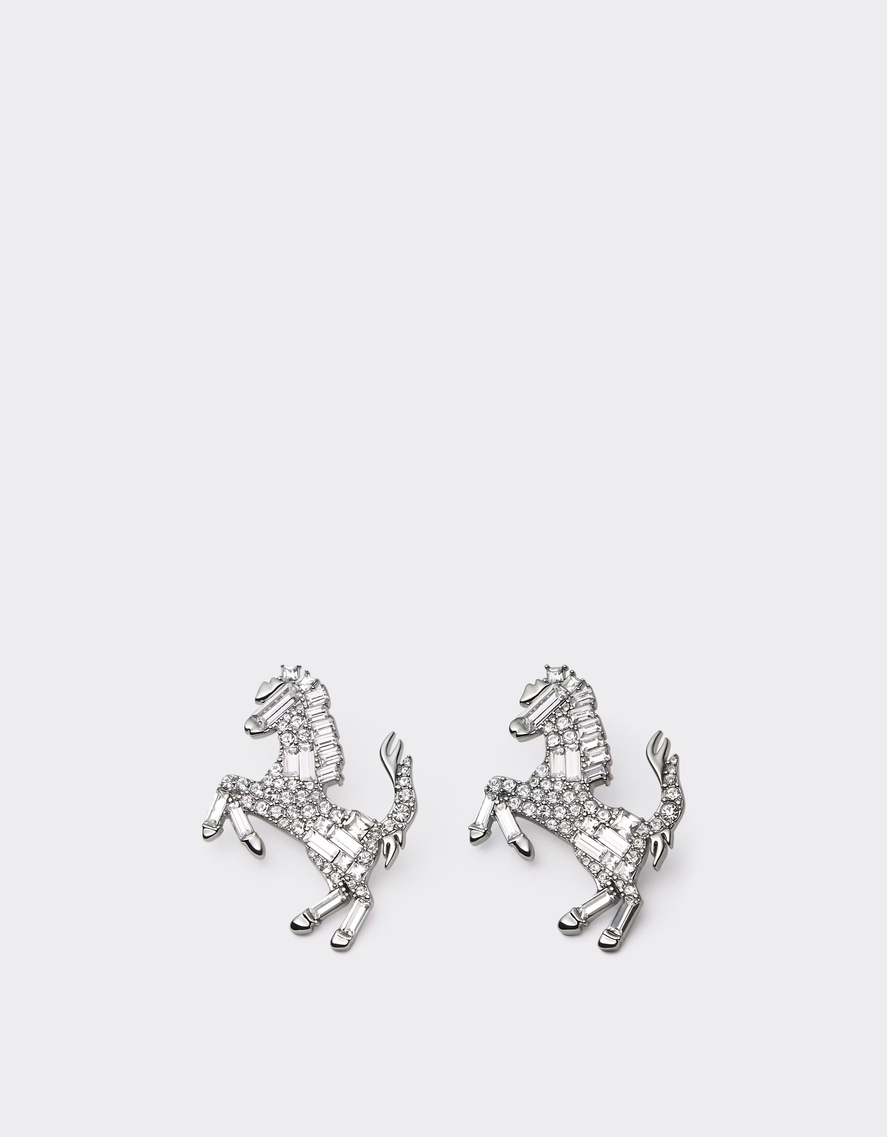 Ferrari Prancing Horse Rhinestone Earrings In Gray