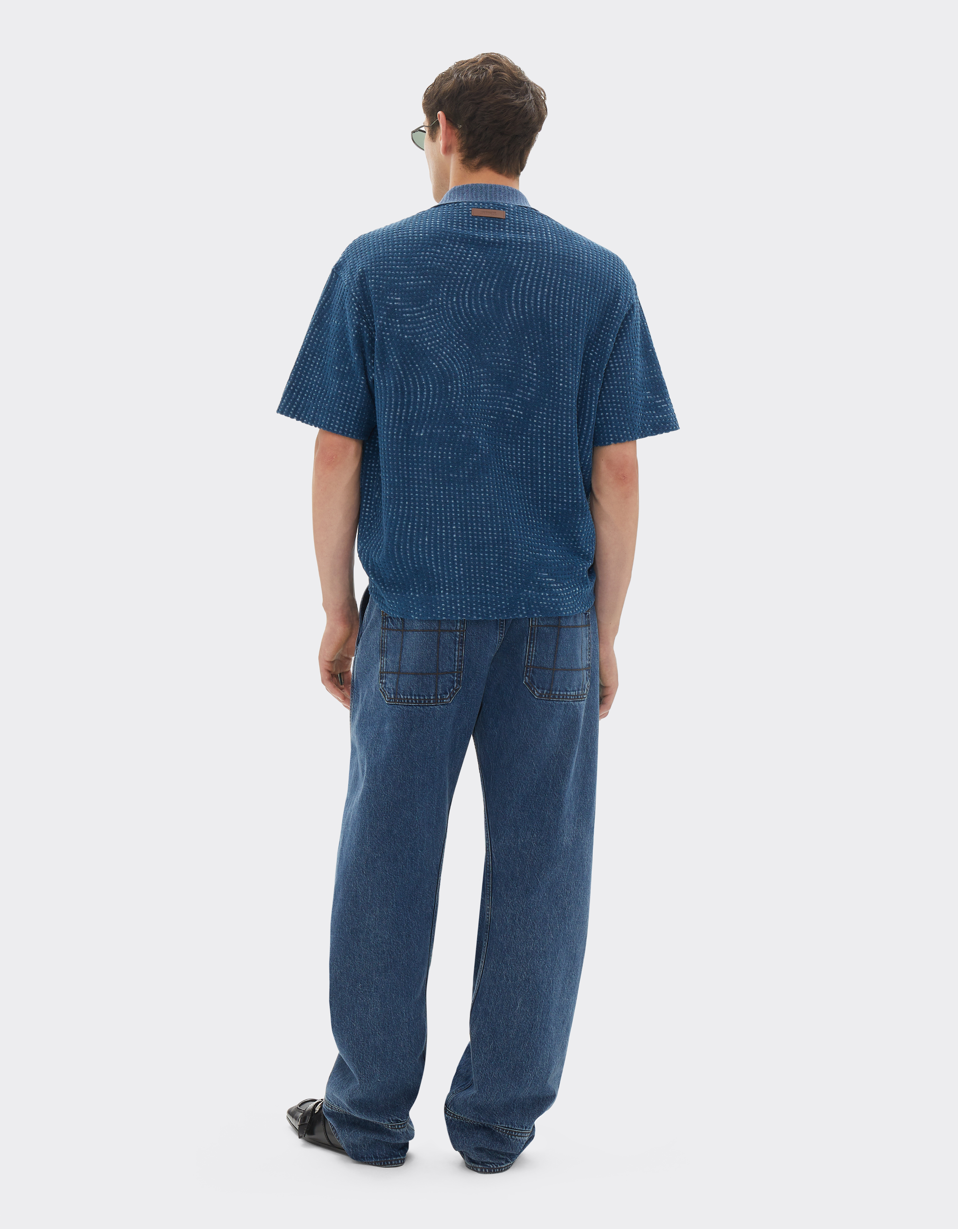 Ferrari Polo Shirt In Terry Jacquard With Cavallino Dots Pattern