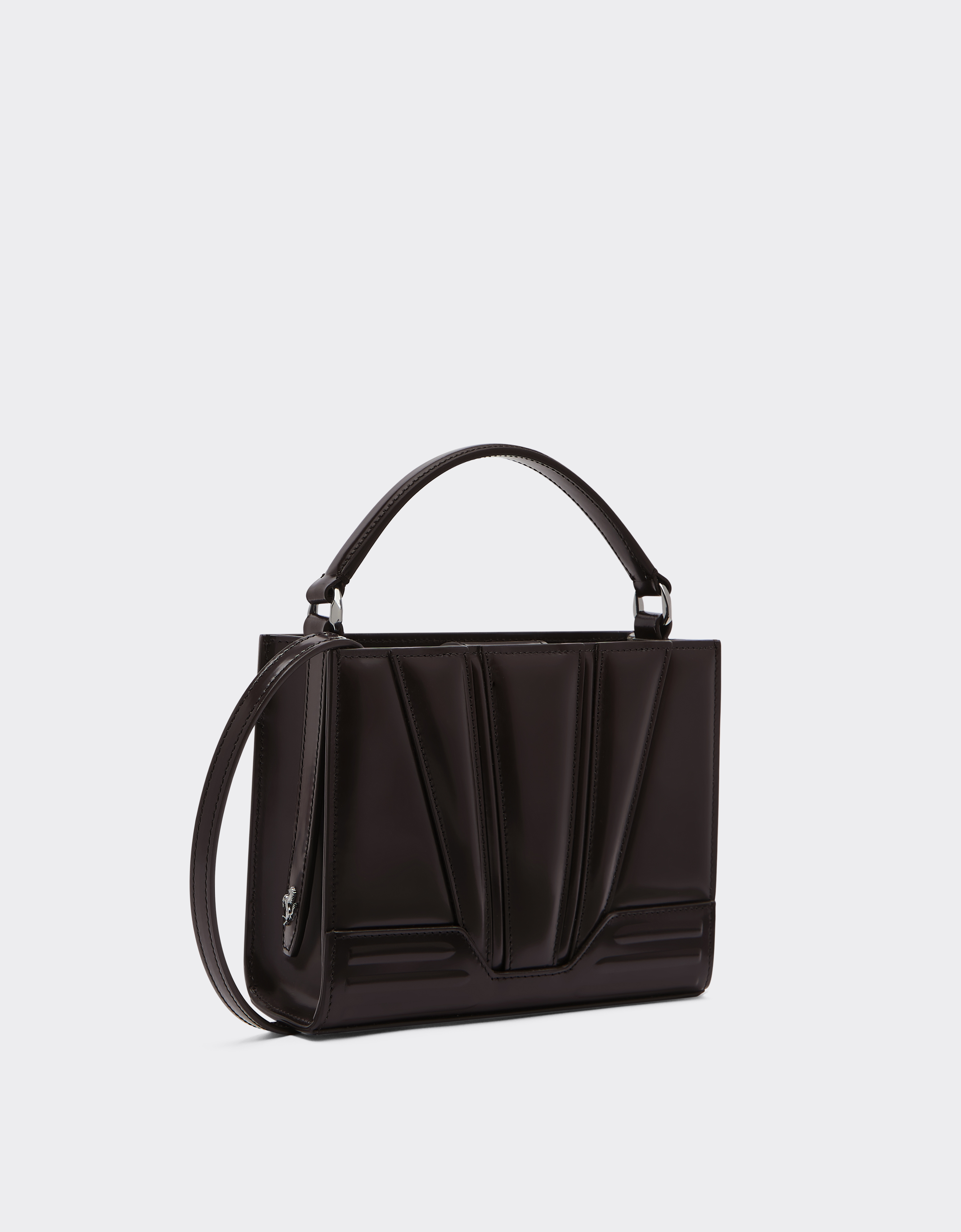 Ferrari Gt Micro Brushed Leather Tote Bag In Dark Brown