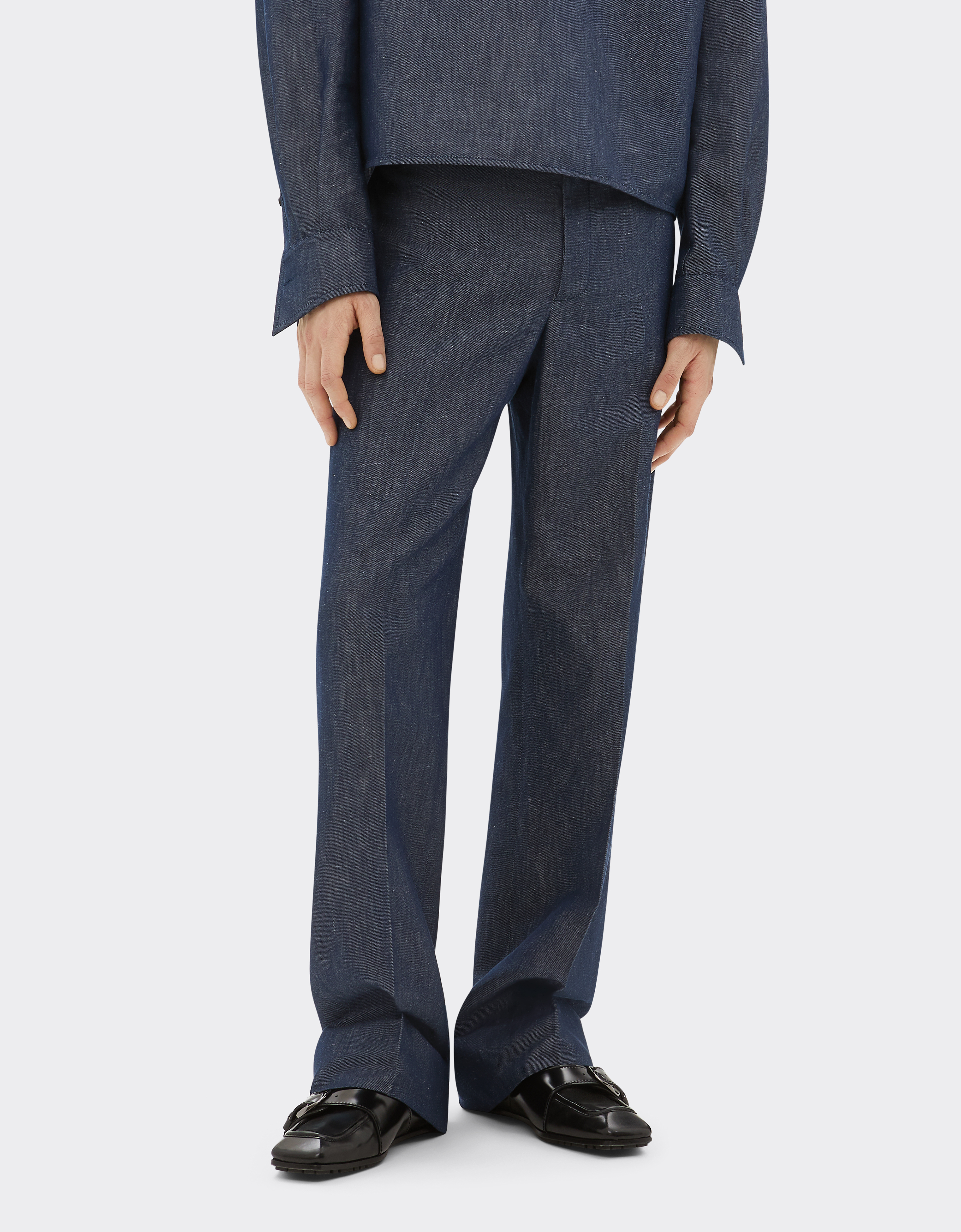 Ferrari Chinos In Denim Effect Tricotine