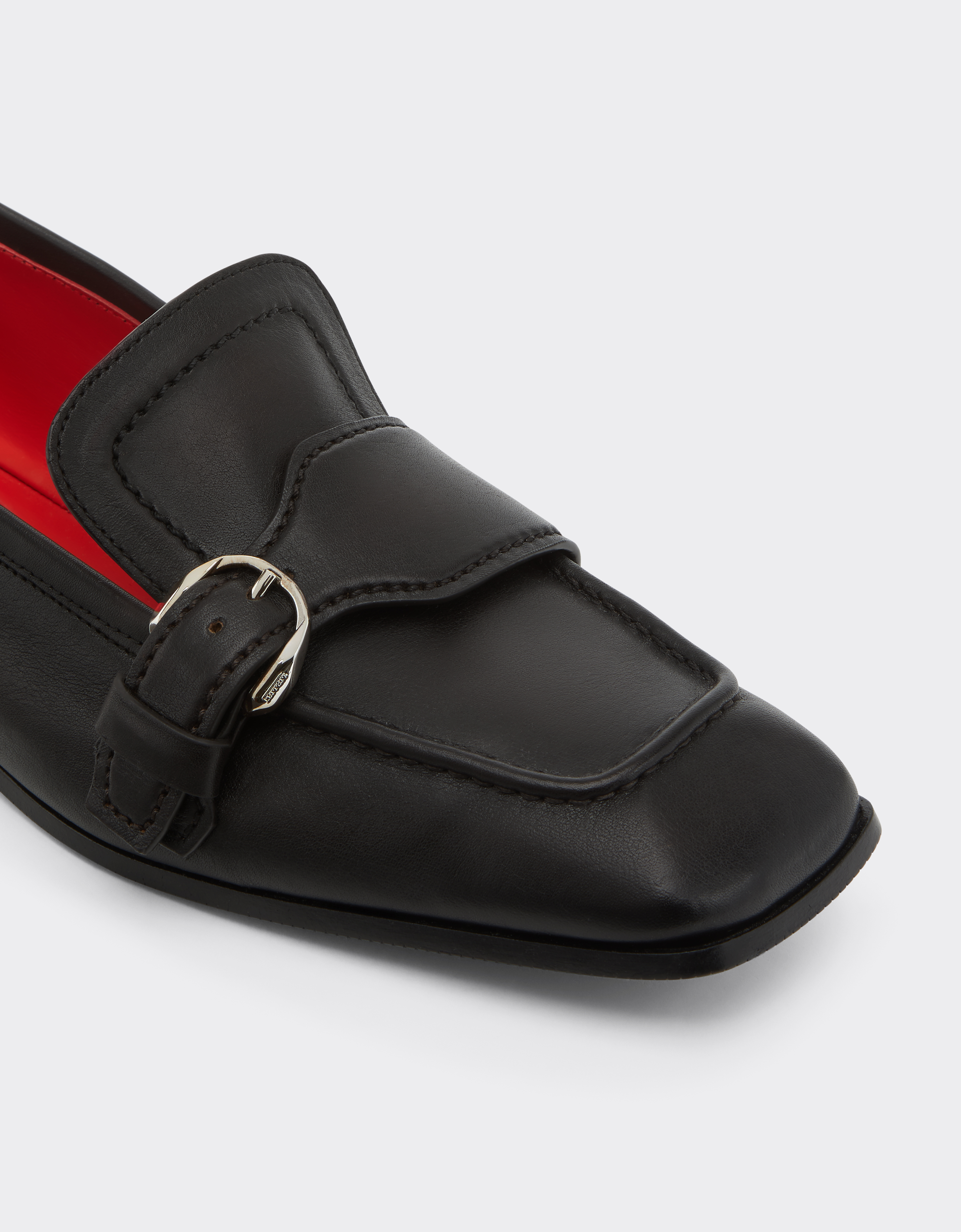 Ferrari Buffered Leather Loafers In Brown