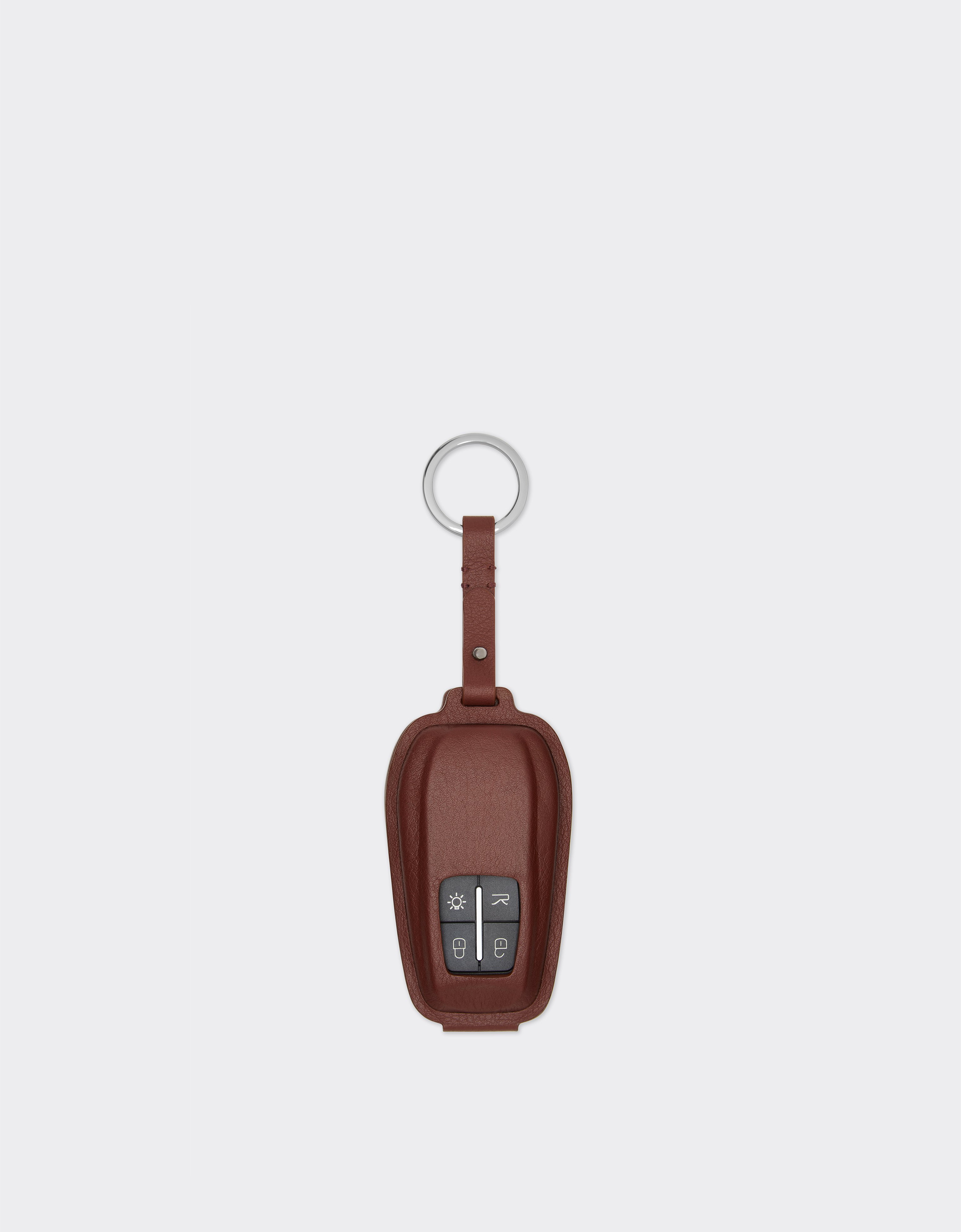 Ferrari Leather Keychain In Espresso