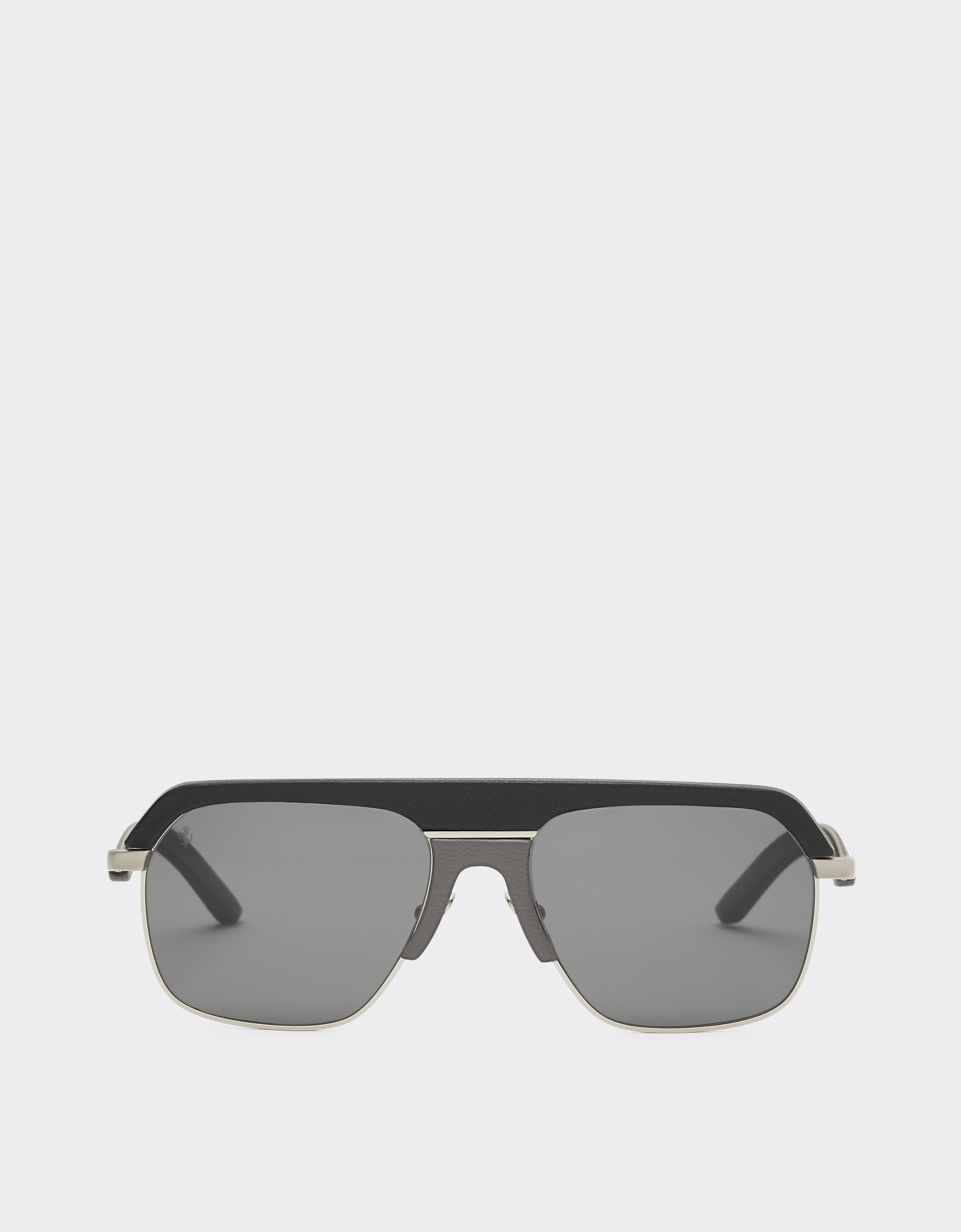 Ferrari Sunglasses In Matte Silver Metal With Gray Polarized Lenses In Black
