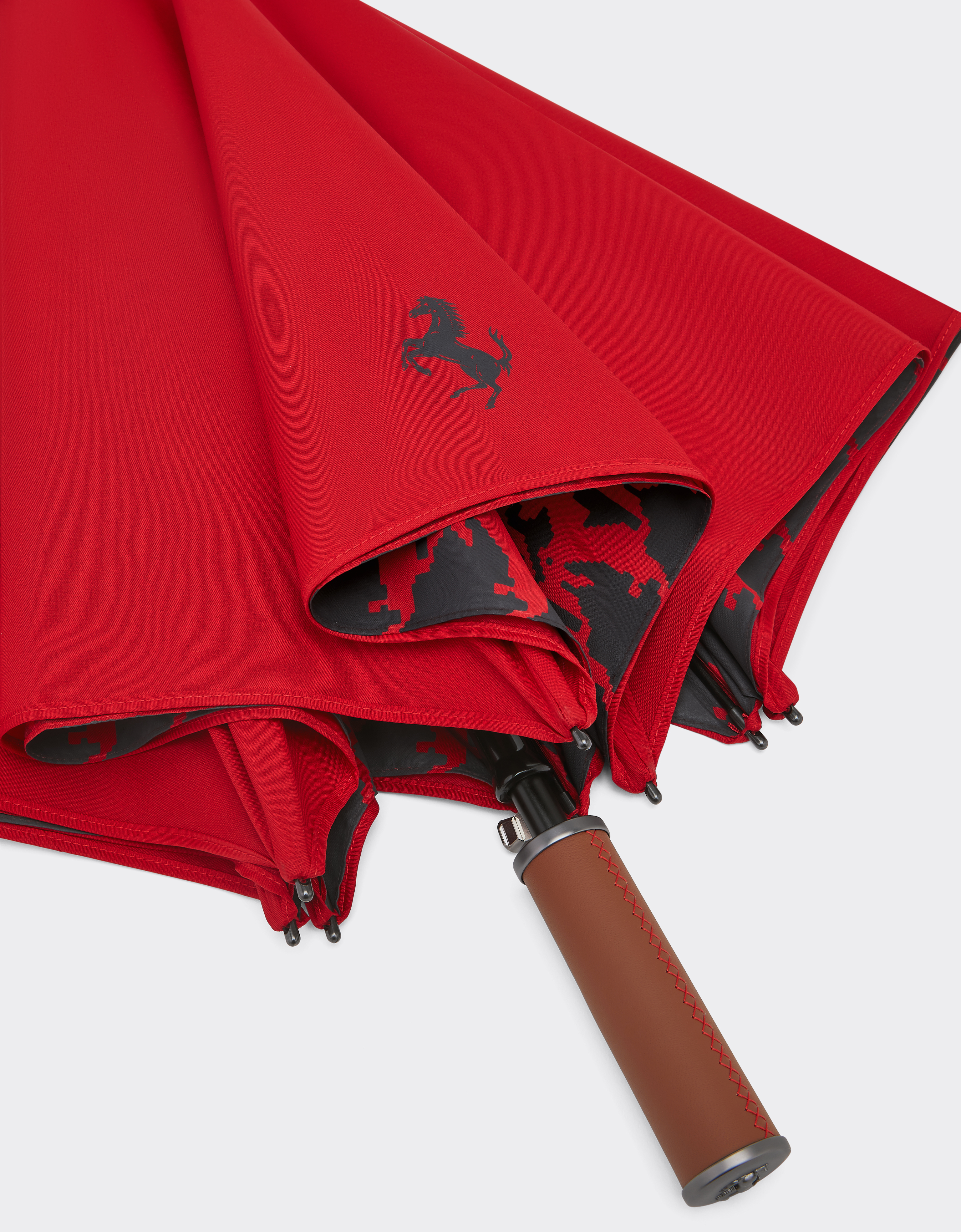 Ferrari Umbrella With Cavallino Pixel Motif In Rosso Corsa