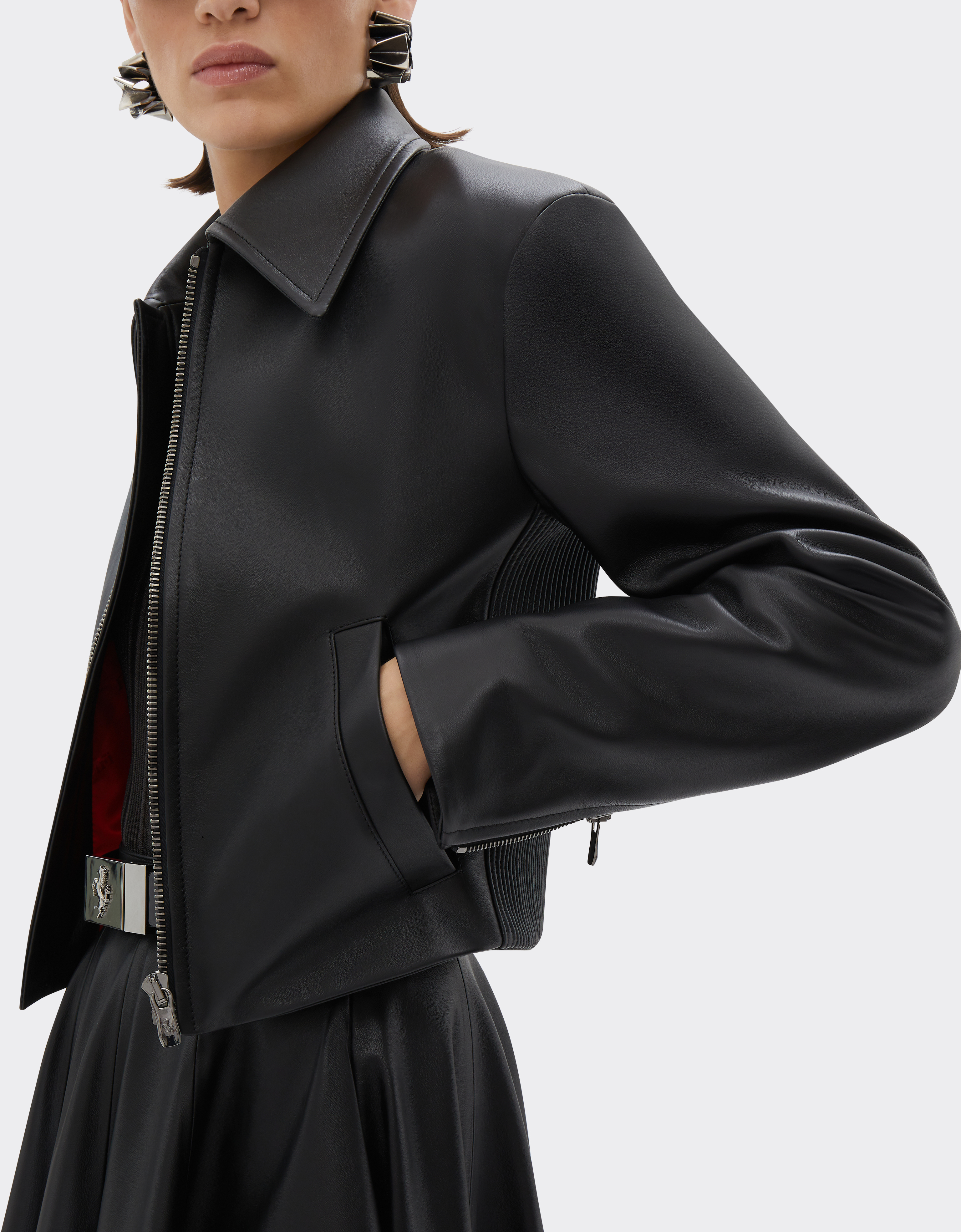 Ferrari Biker Jacket In Nappa Leather In Black