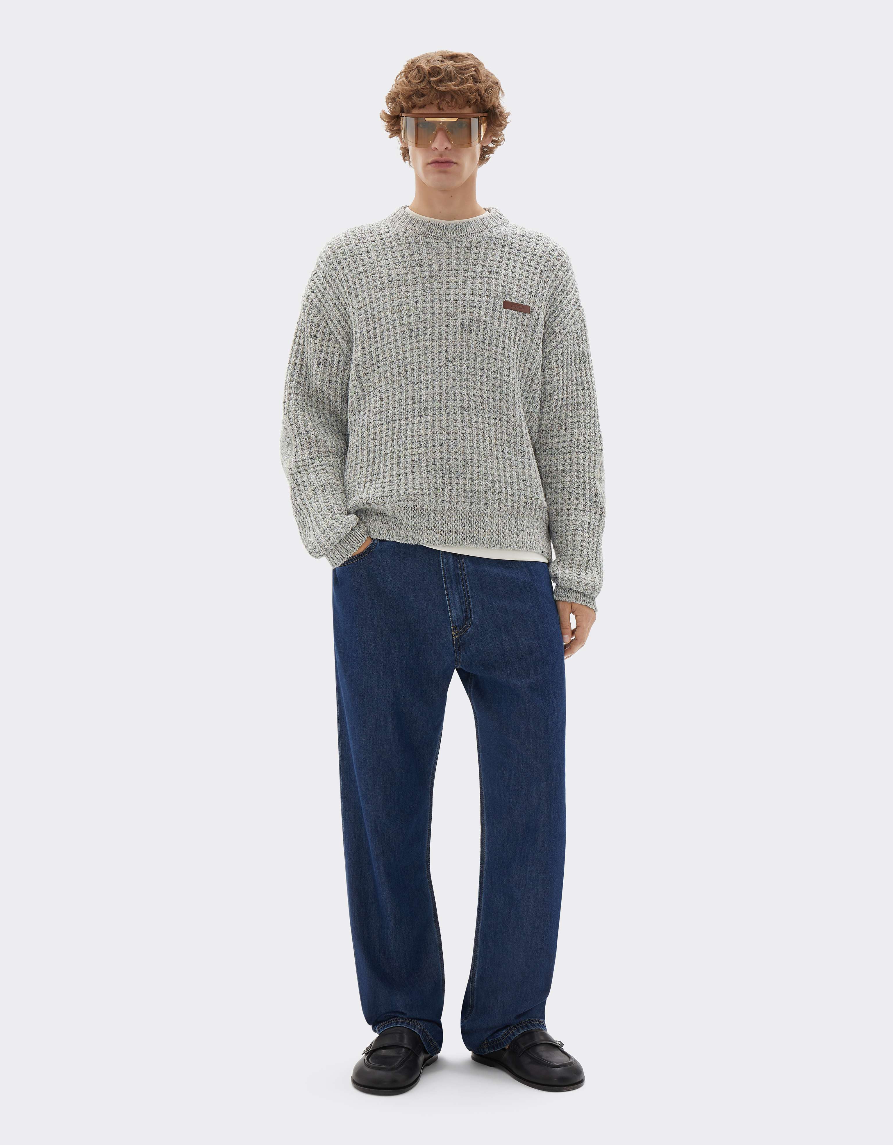  Ferrari Denim-effect Crew-neck Jumper - Male Ready To Wear Beige 44 