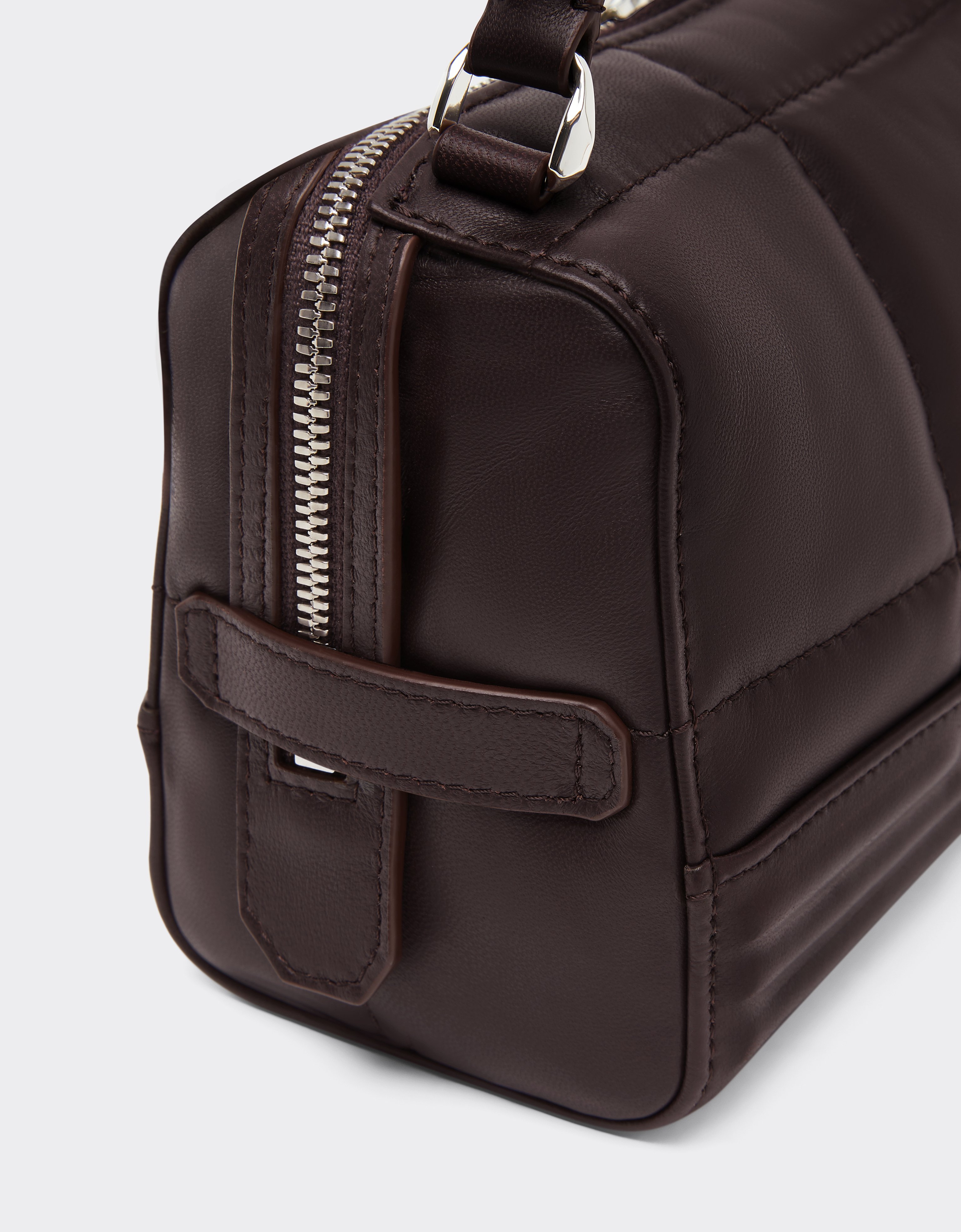 Ferrari Gt Soft Shoulder Bag In Quilted Leather In Brown