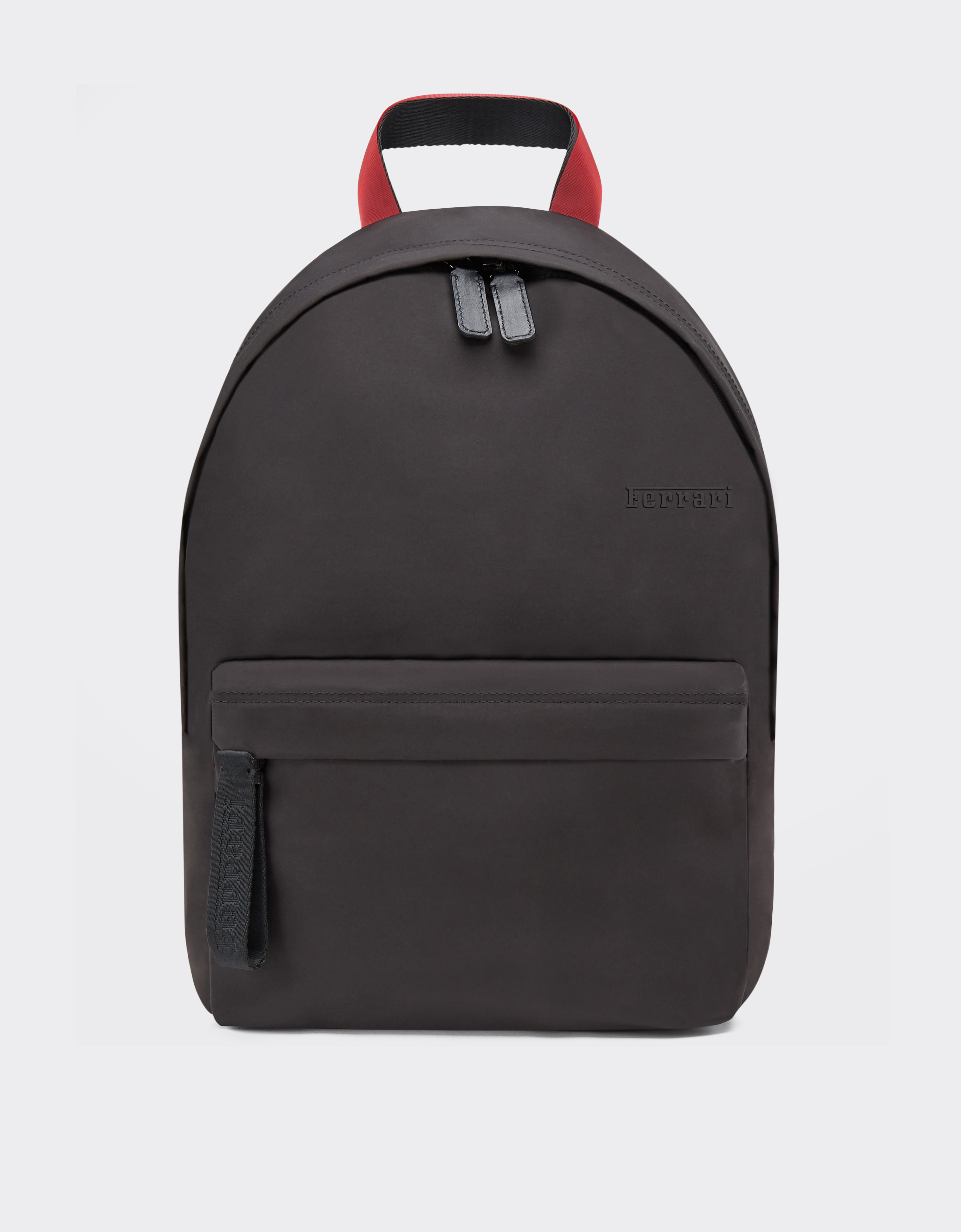 Black calfskin and black nylon backpack with red detailing online