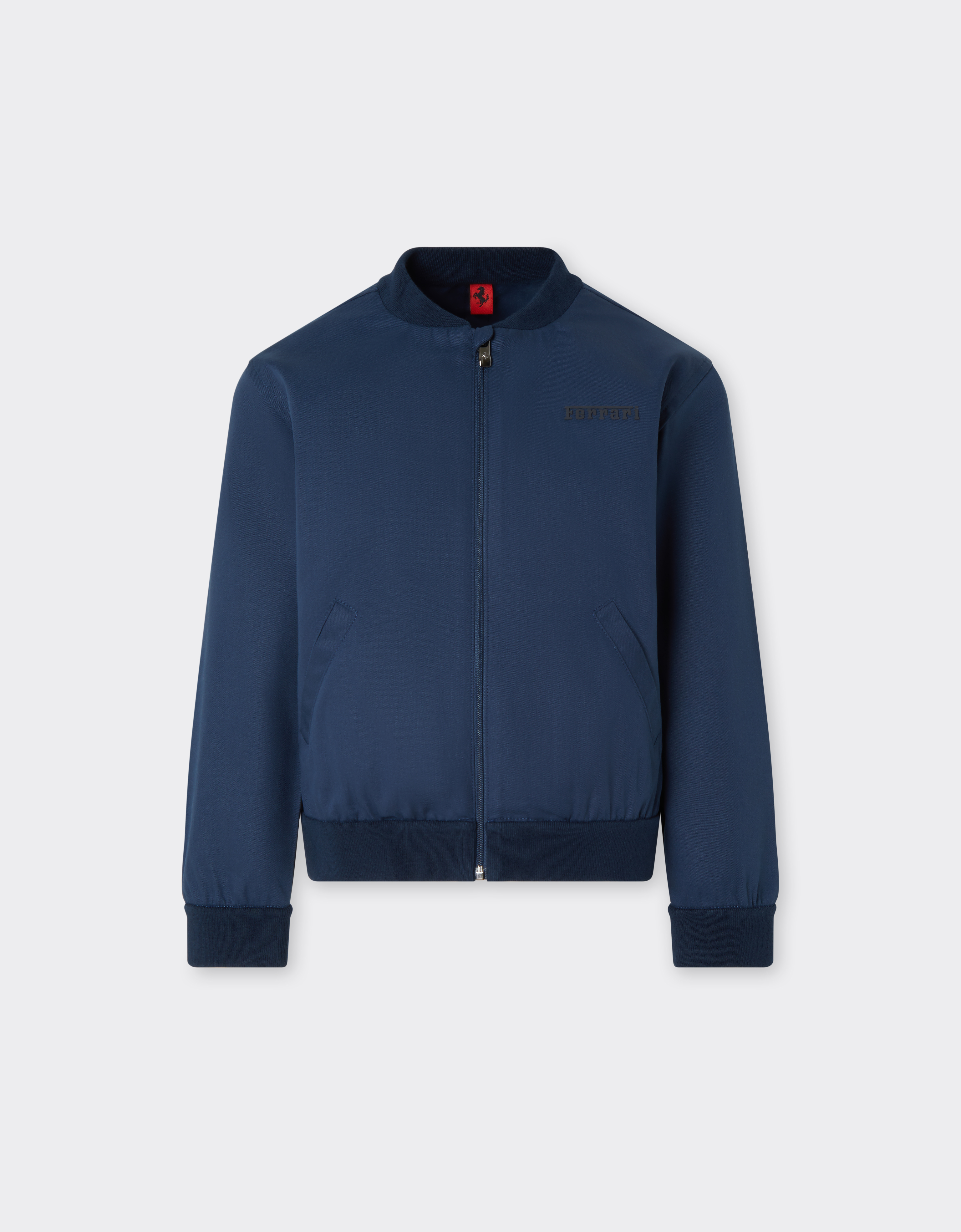 Ferrari Unisex Navy Bomber Jacket In Cotton Gabardine - Jackets And Sweatshirts 4Y