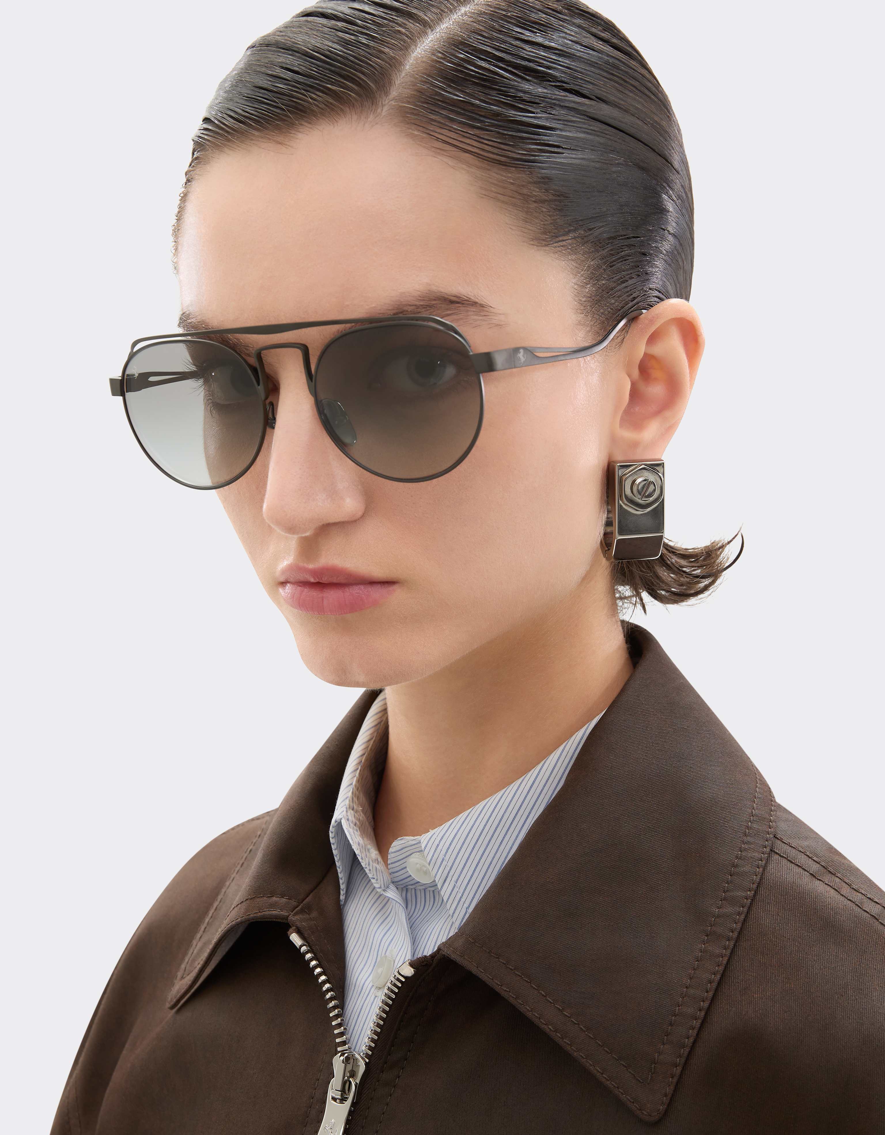 Ferrari Sunglasses In Matte Gunmetaltitanium With Silver Mirrored Lenses In Gray