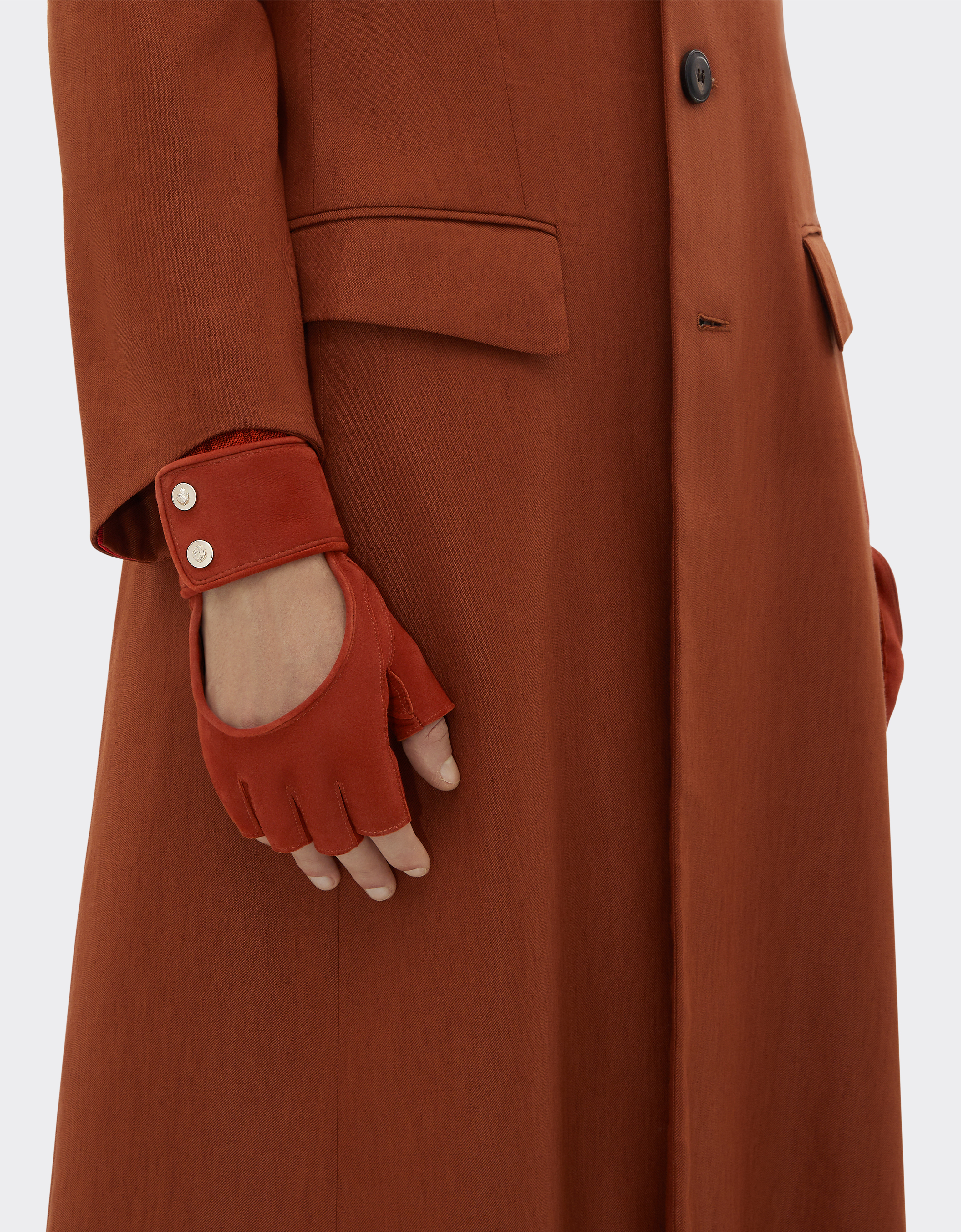 Ferrari Fingerless Gloves In Suede In Rust