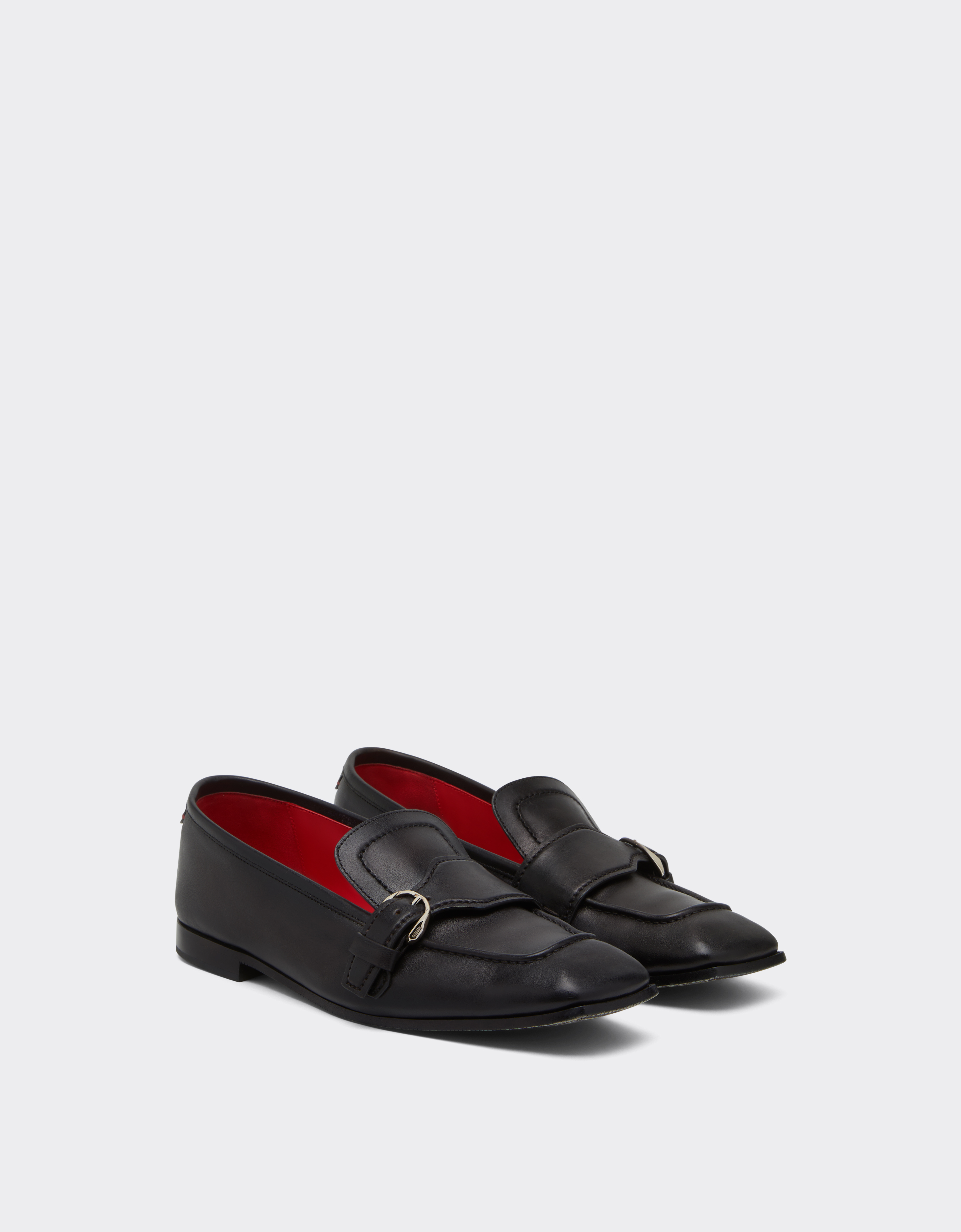 Ferrari Buffered Leather Loafers In Brown