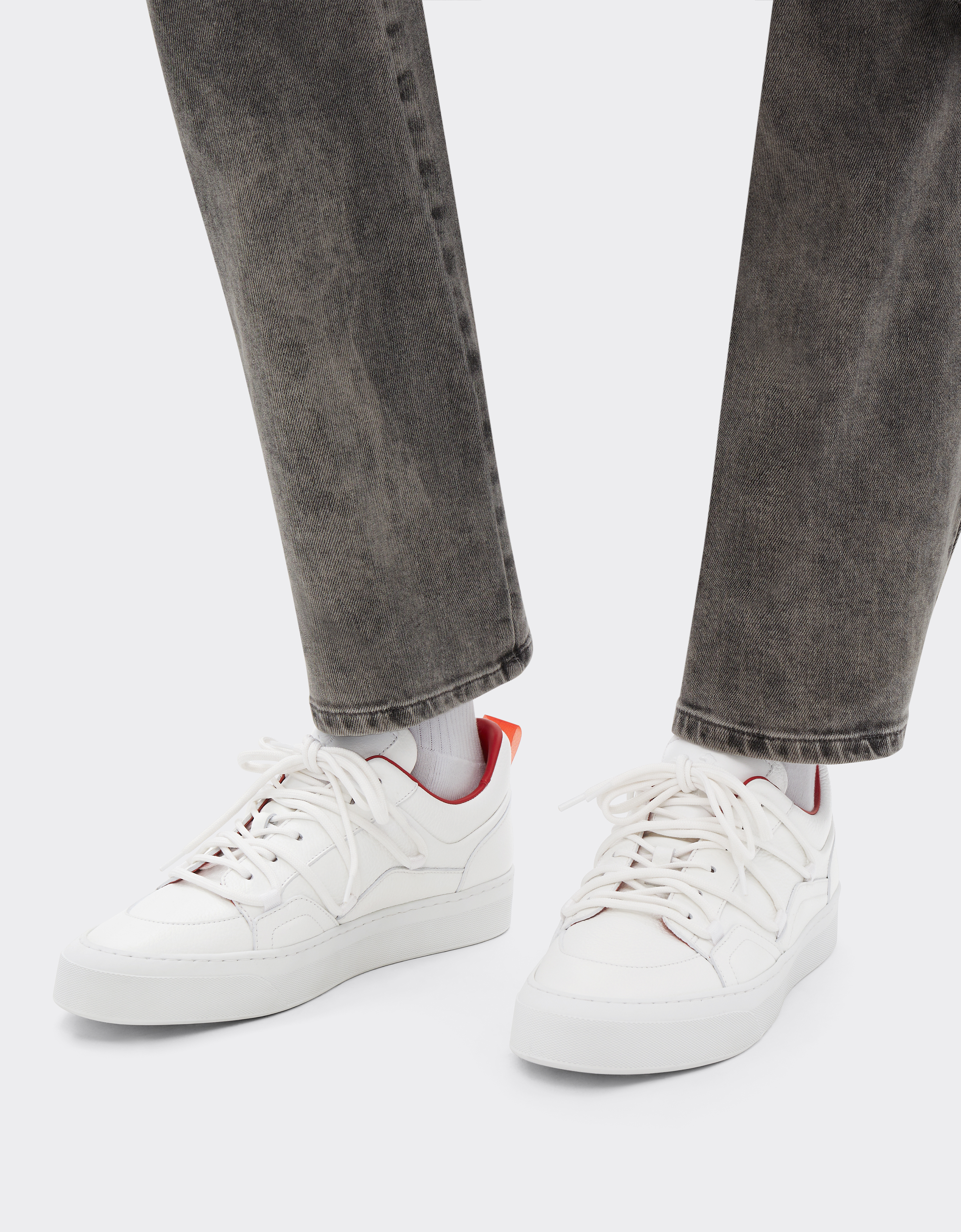 Ferrari Leather Trainers In Optical White